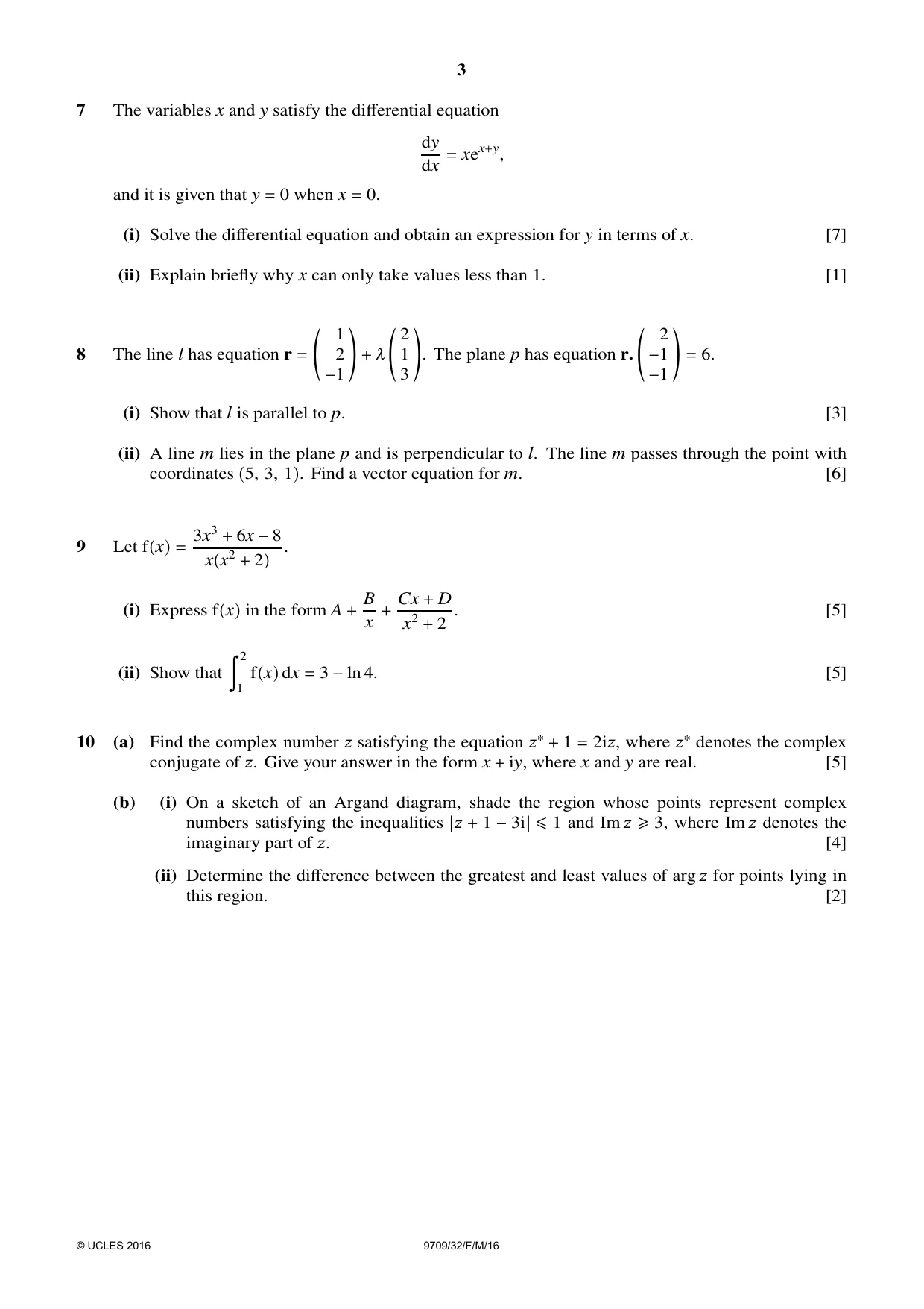 Cambridge A Level Mathematics 9709 2016 Feb/March Paper 3 · Variant 2 question paper, page 3 of 4