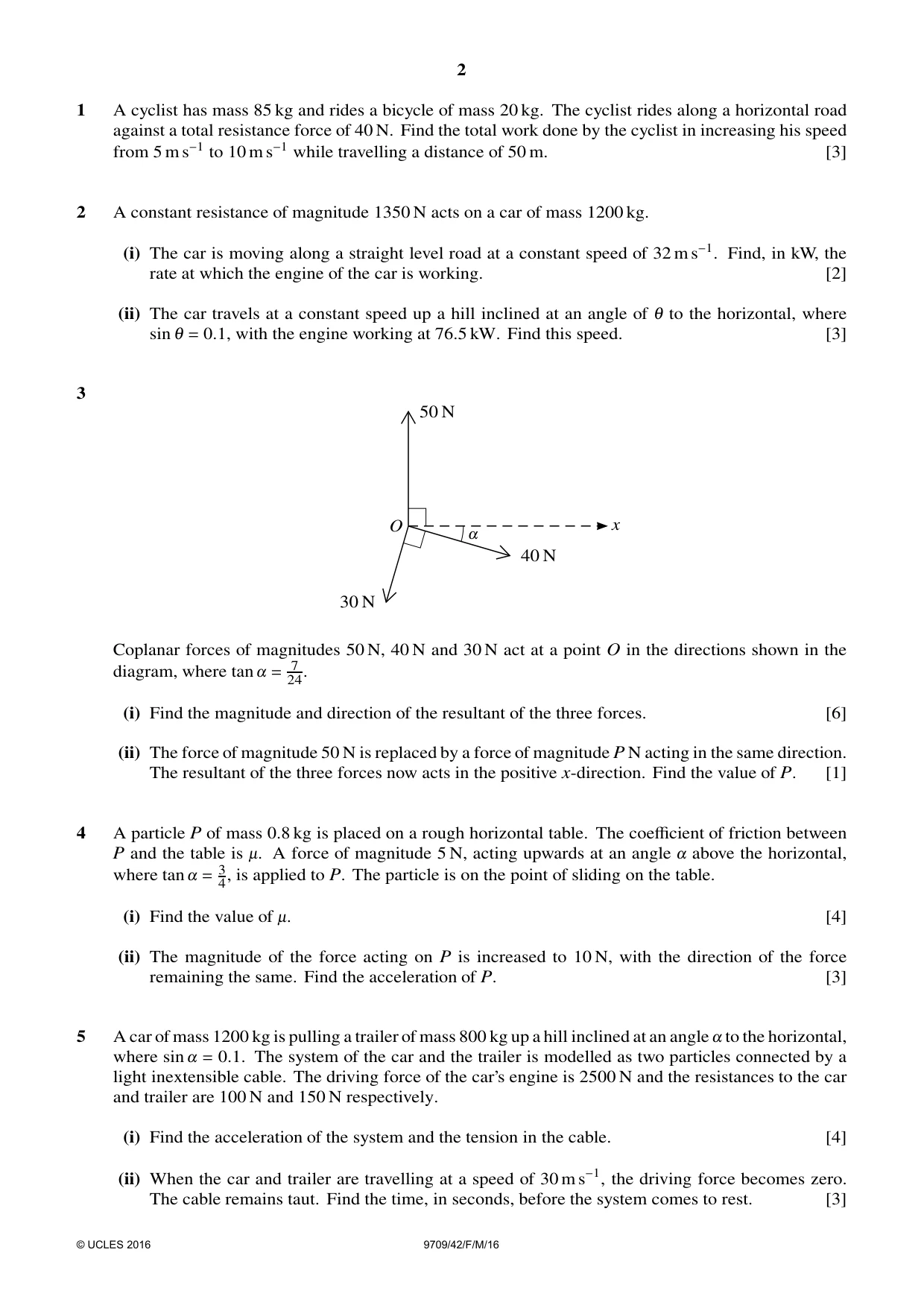 Cambridge A Level Mathematics 9709 2016 Feb/March Paper 4 · Variant 2 question paper, page 2 of 4