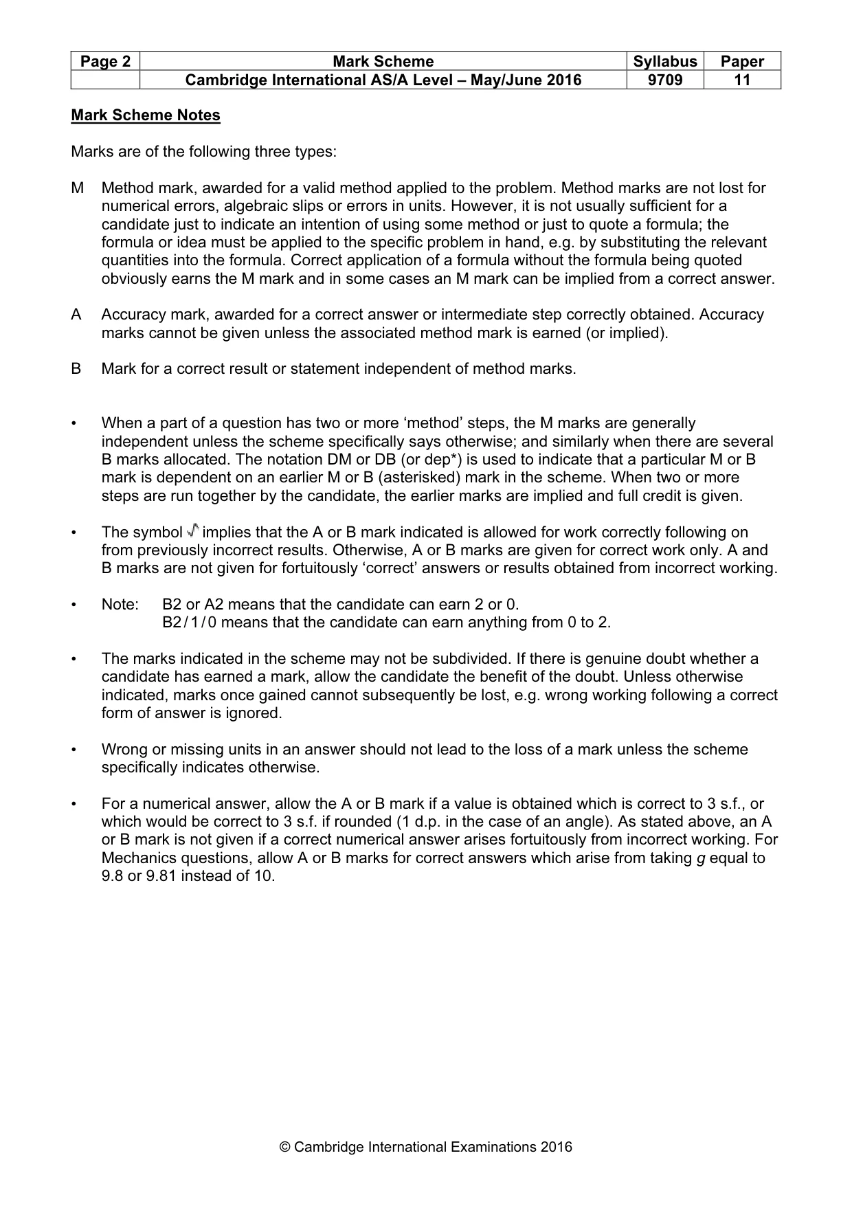 Mark scheme, page 2 of 7