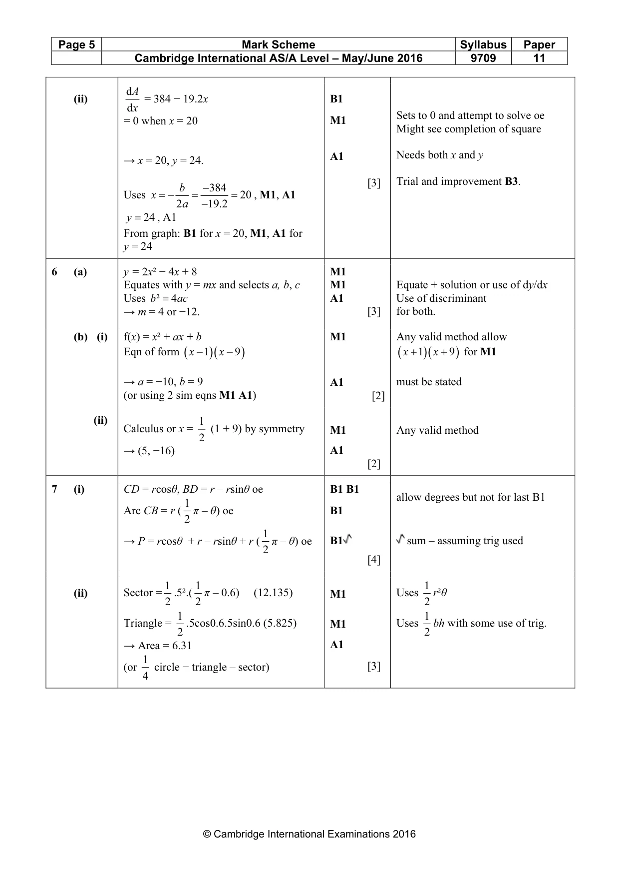 Mark scheme, page 5 of 7