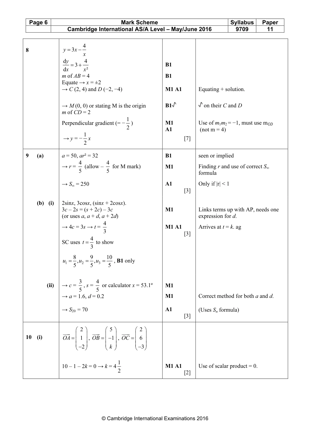 Mark scheme, page 6 of 7