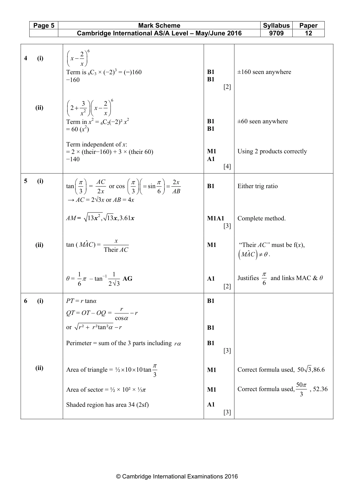 Mark scheme, page 5 of 8