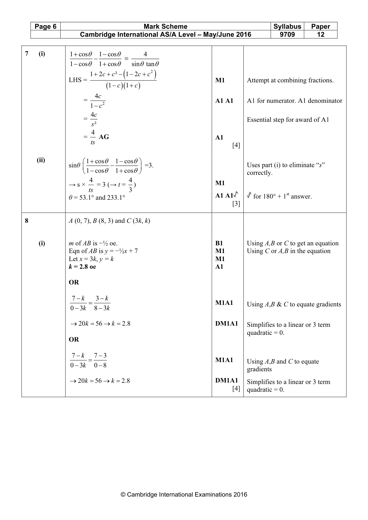 Mark scheme, page 6 of 8