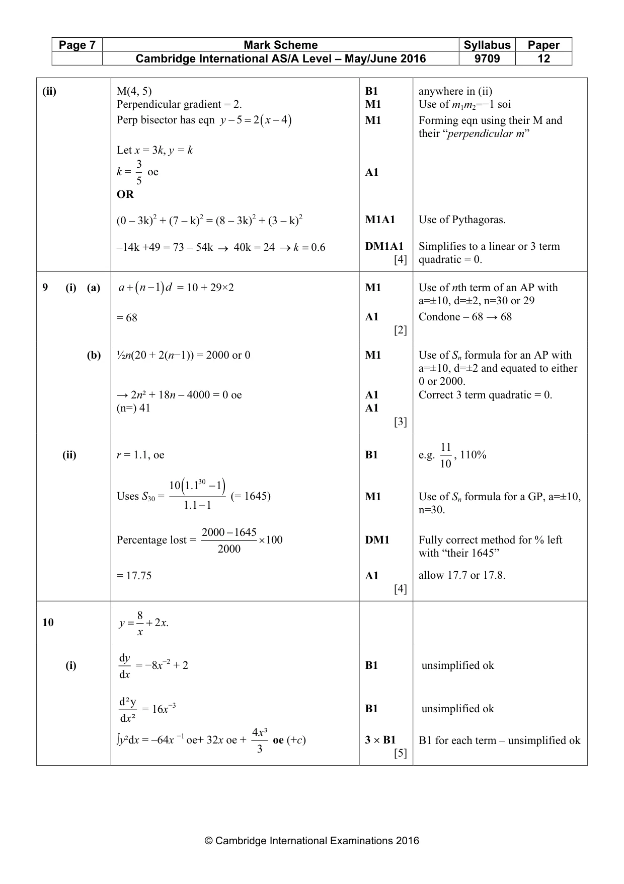 Mark scheme, page 7 of 8