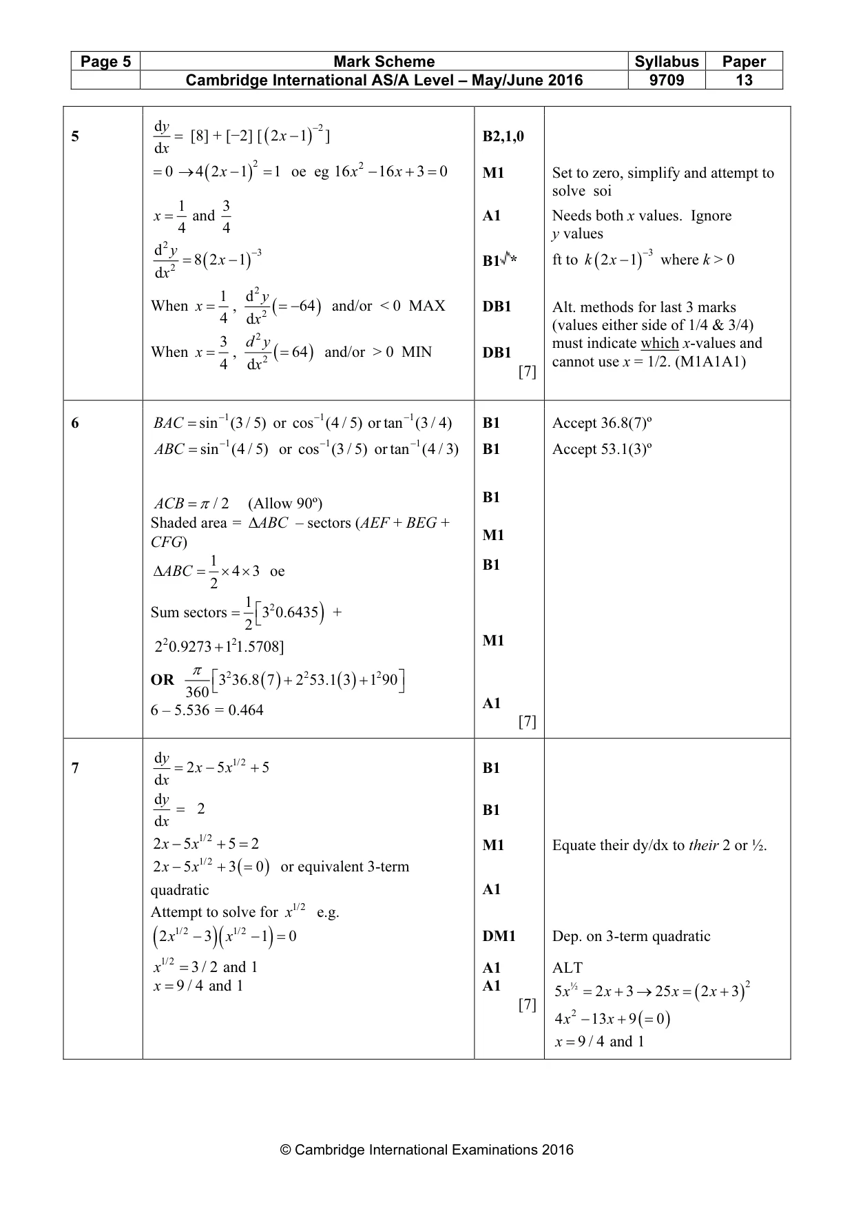 Mark scheme, page 5 of 7