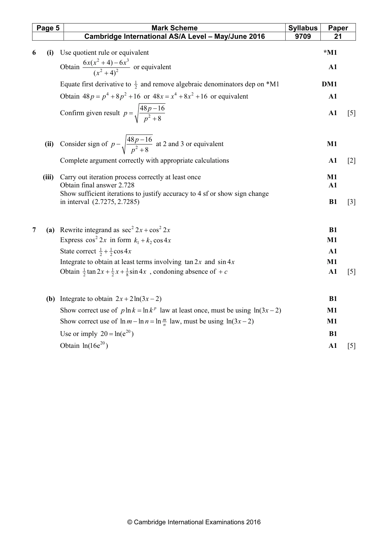 Mark scheme, page 5 of 5