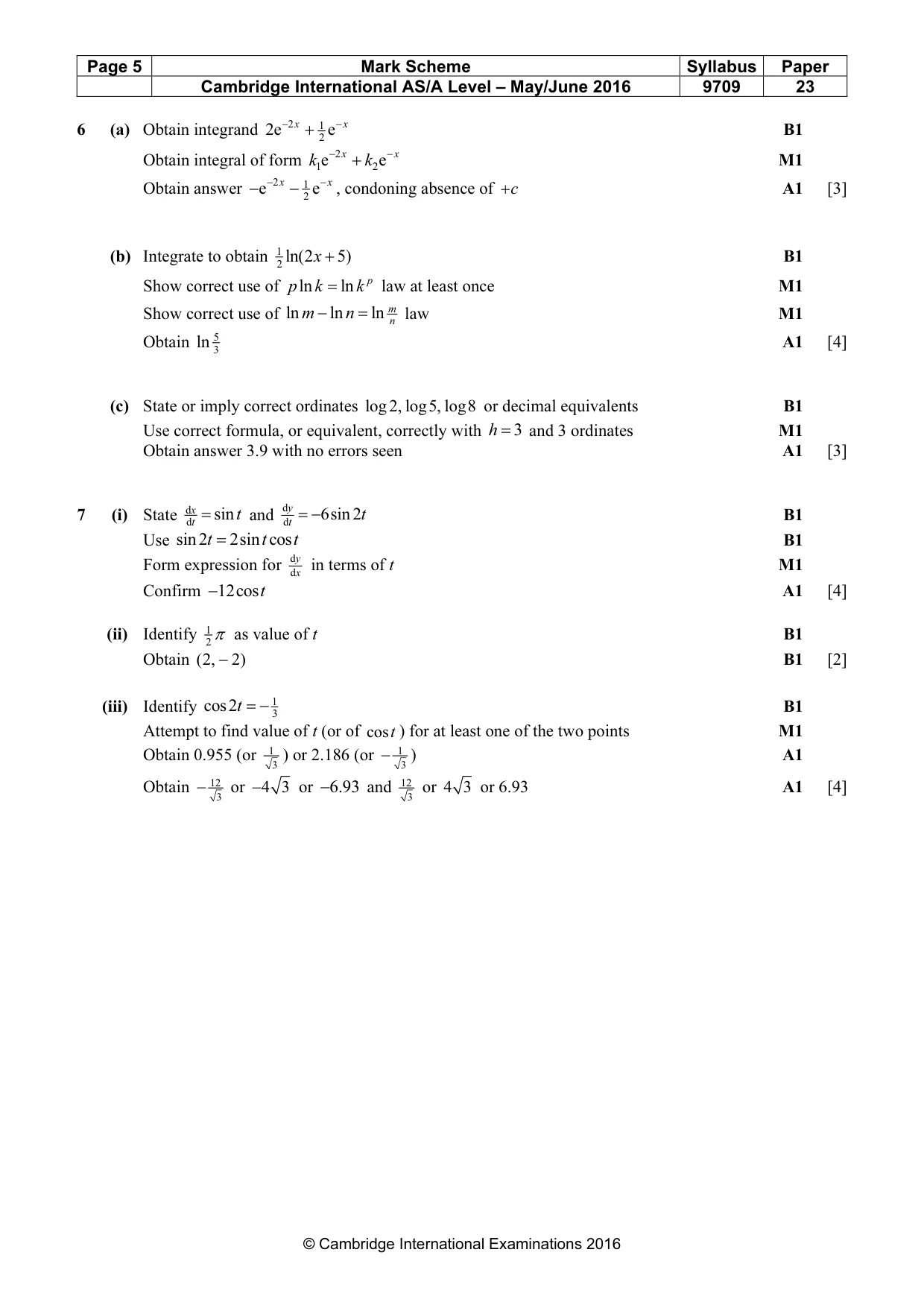 Mark scheme, page 5 of 5