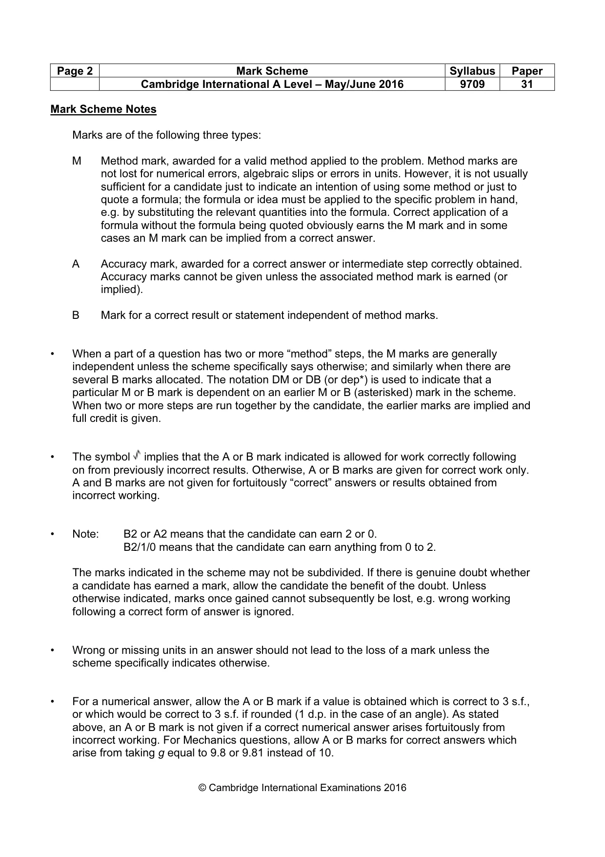 Mark scheme, page 2 of 8