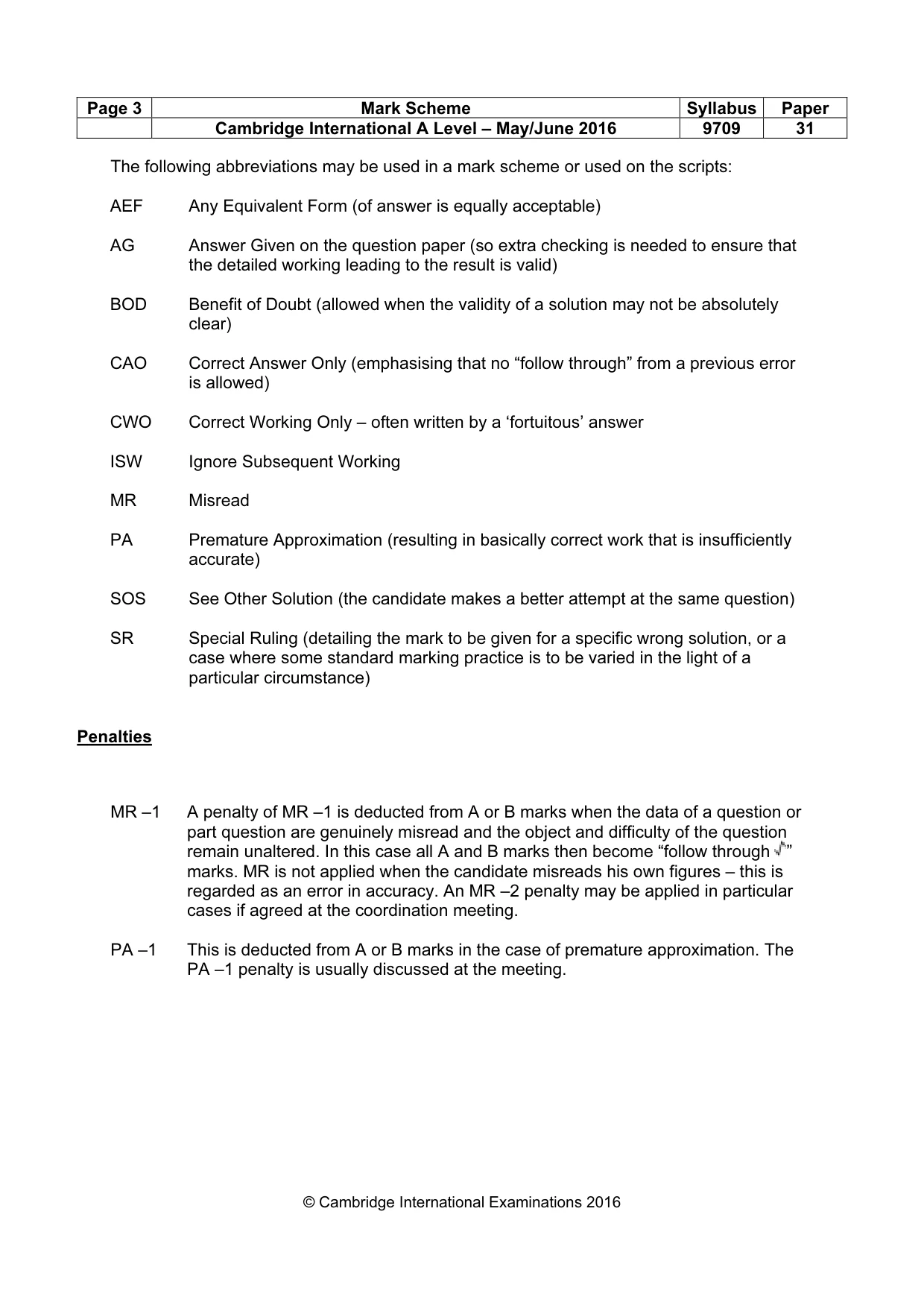Mark scheme, page 3 of 8