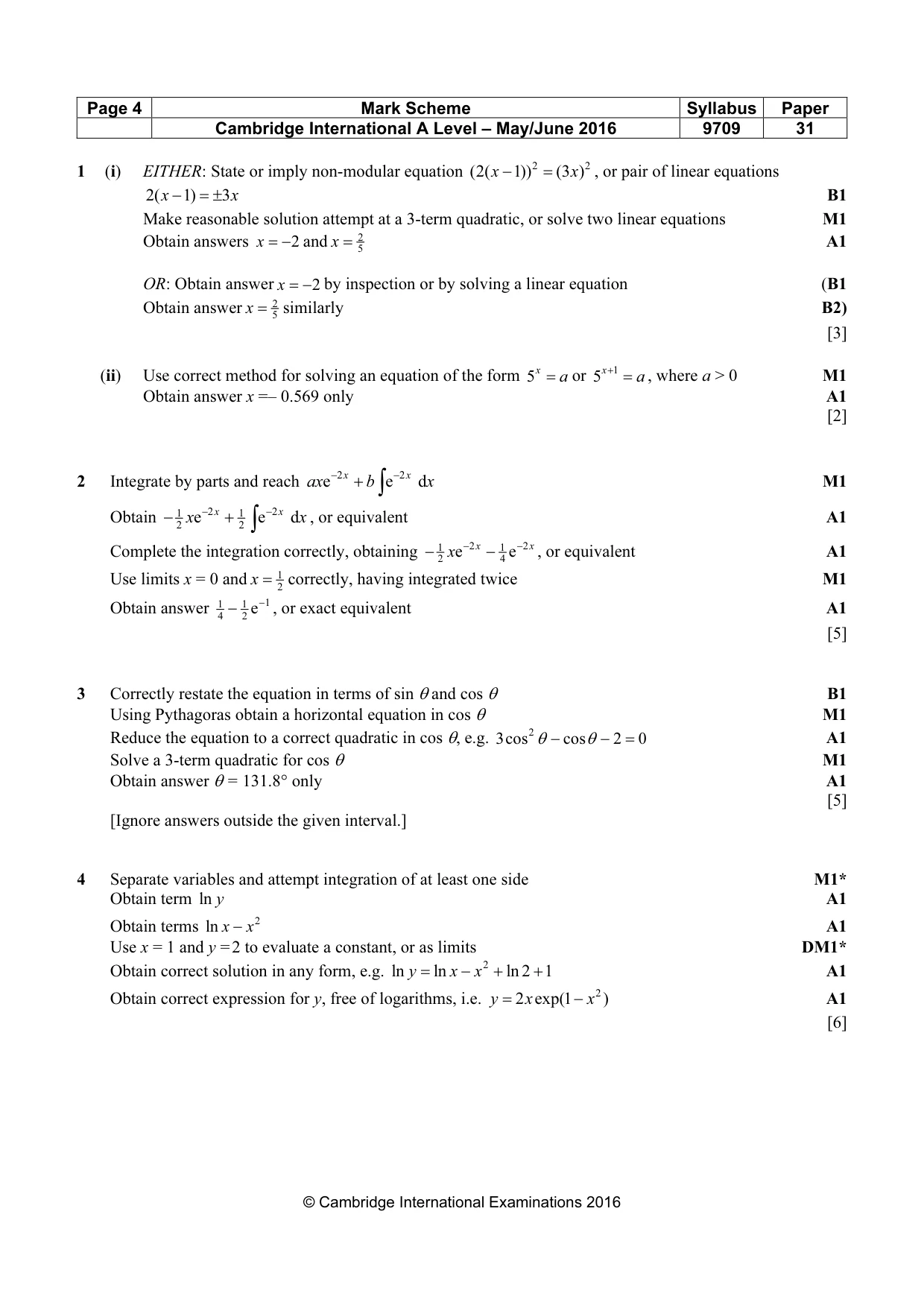 Mark scheme, page 4 of 8
