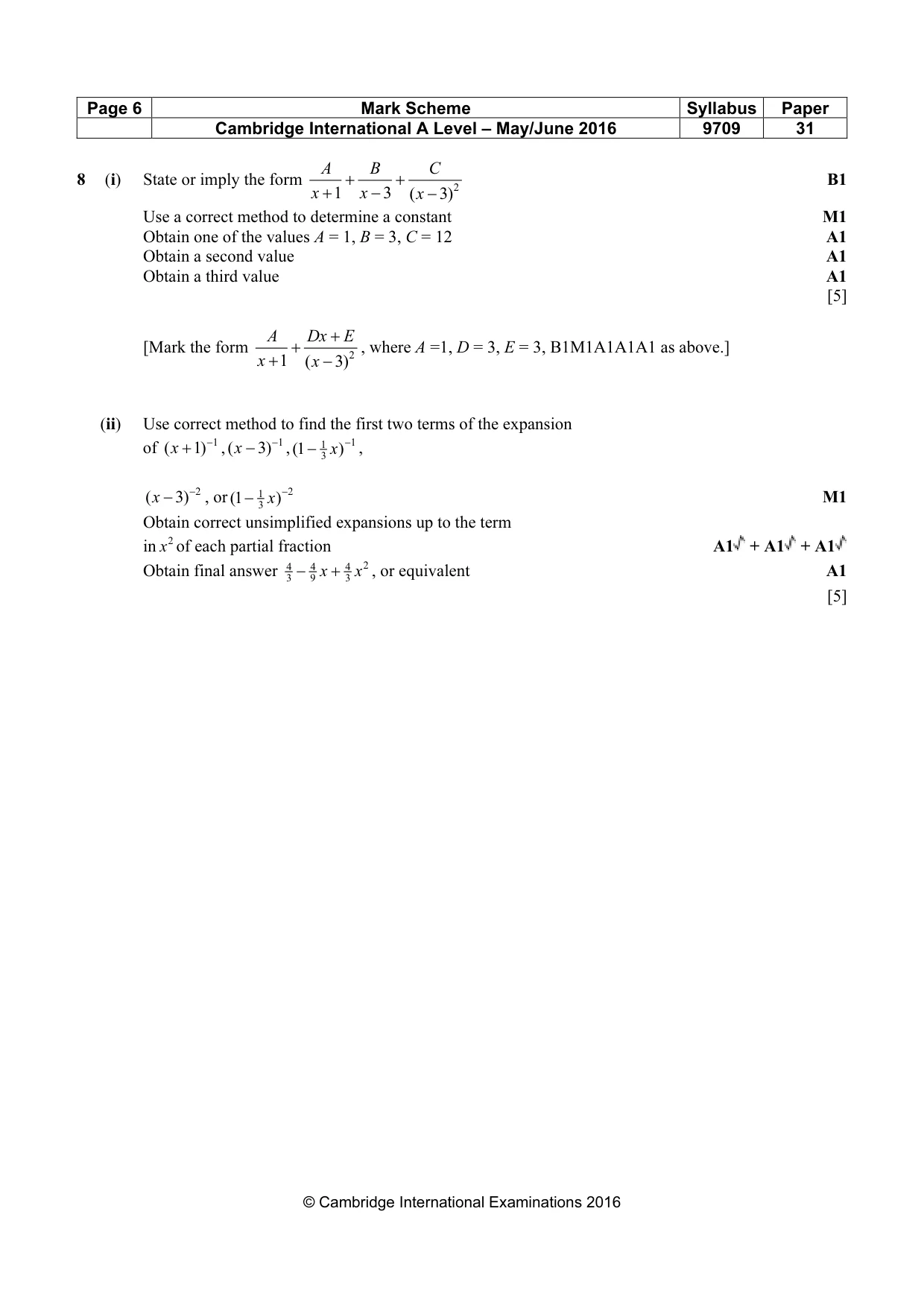 Mark scheme, page 6 of 8