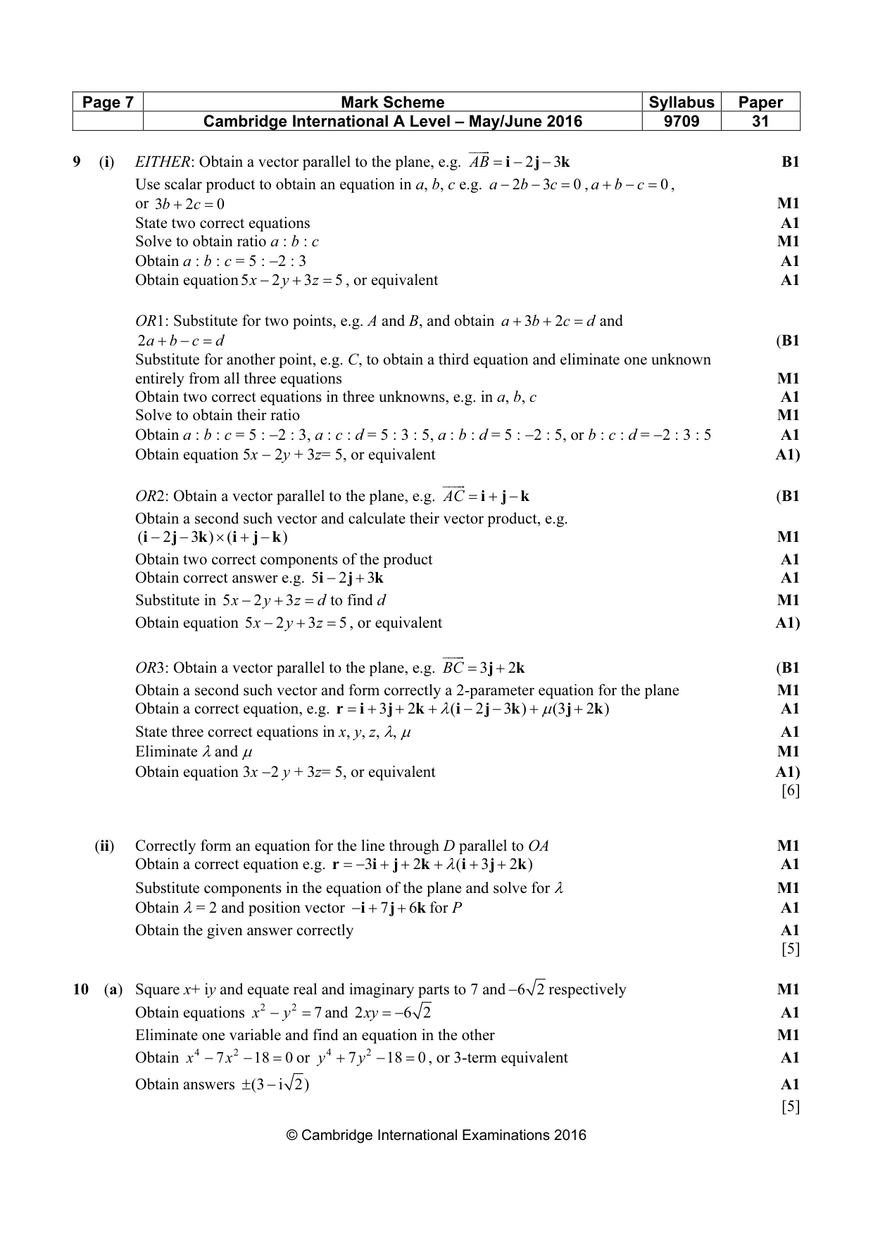 Mark scheme, page 7 of 8