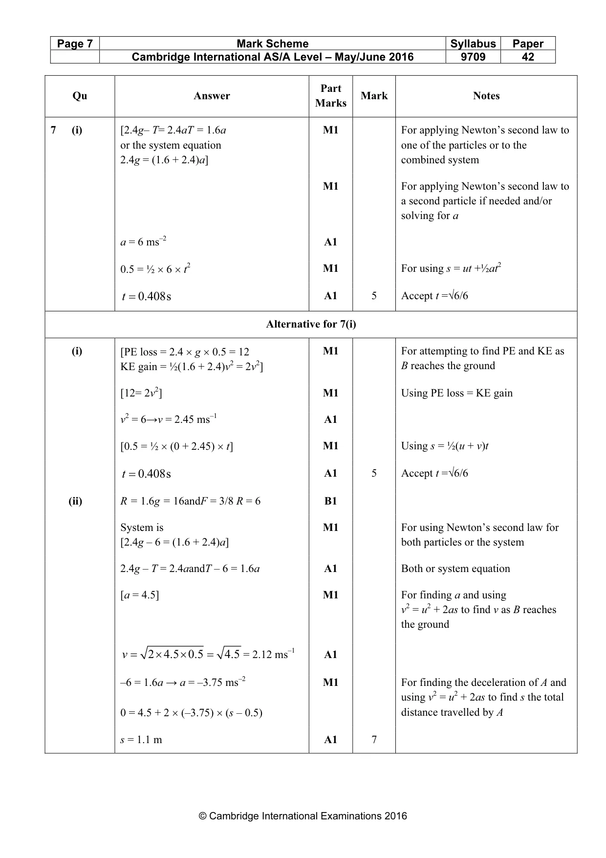 Mark scheme, page 7 of 8
