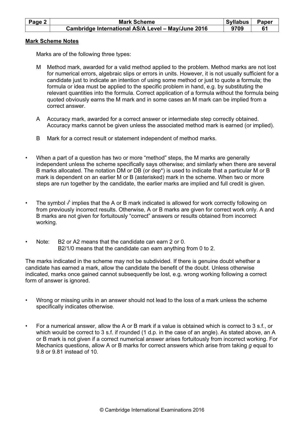 Mark scheme, page 2 of 6