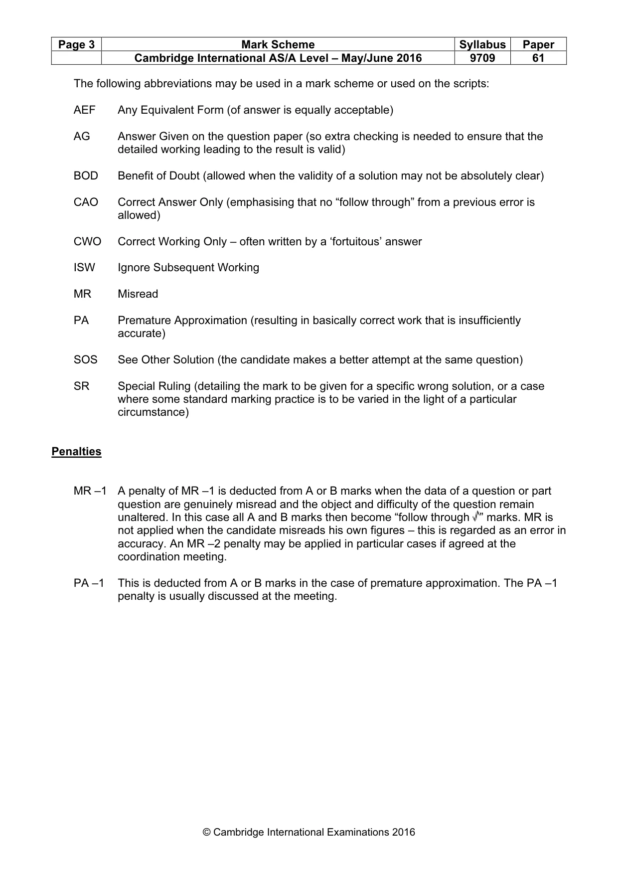 Mark scheme, page 3 of 6