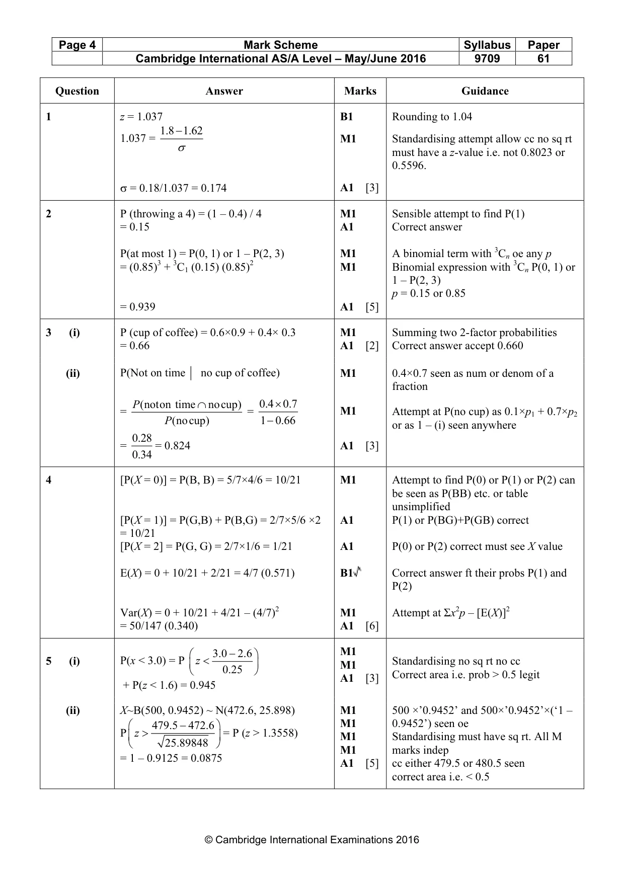 Mark scheme, page 4 of 6