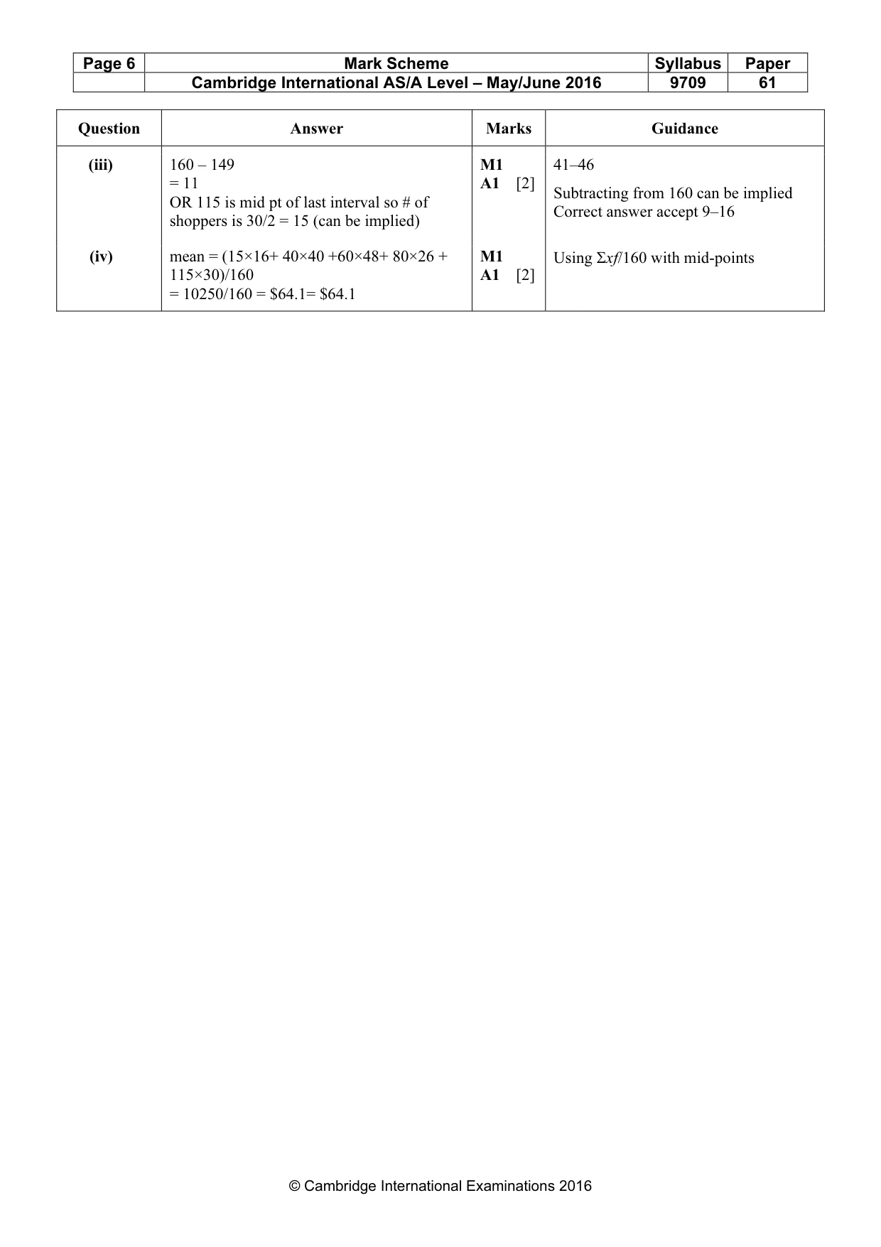 Mark scheme, page 6 of 6