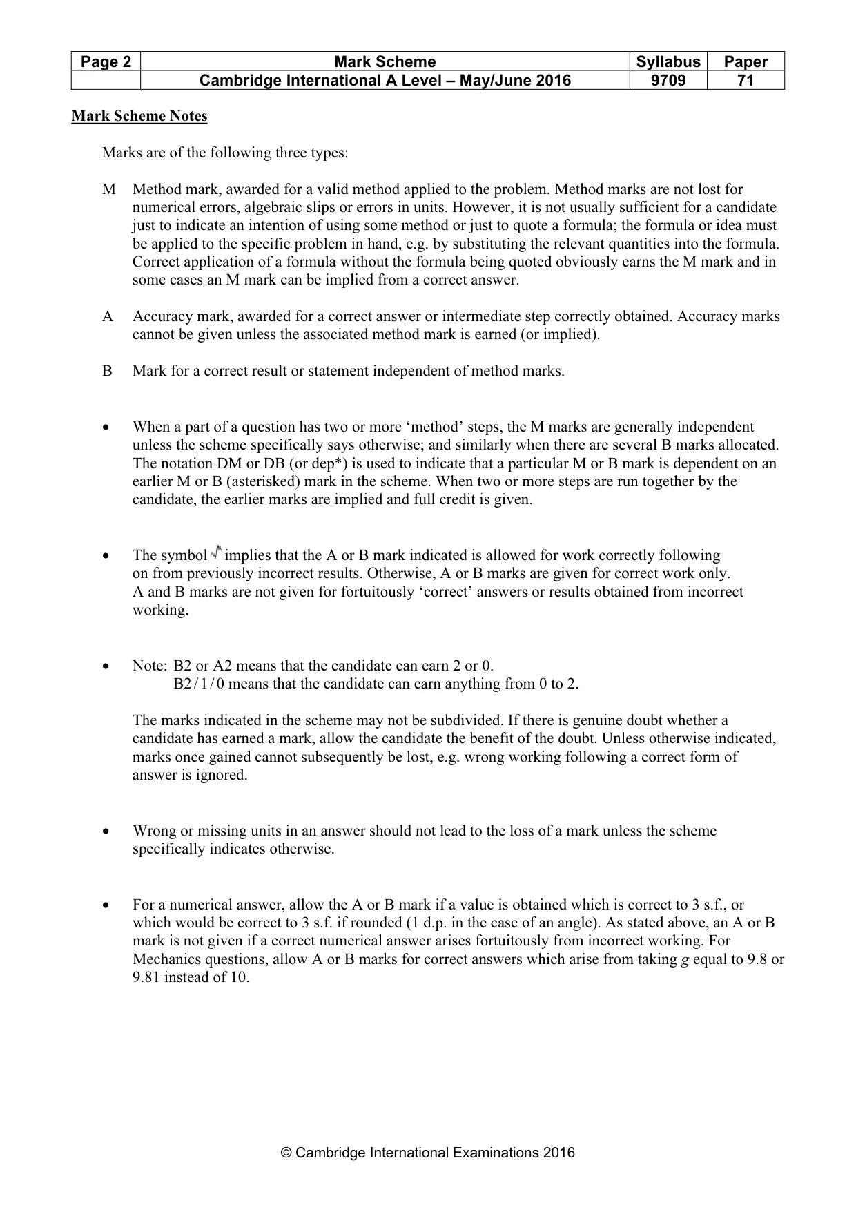 Mark scheme, page 2 of 6