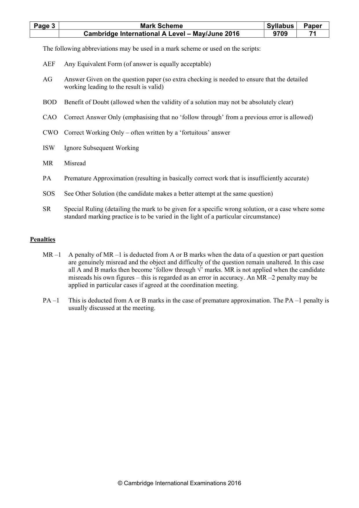 Mark scheme, page 3 of 6