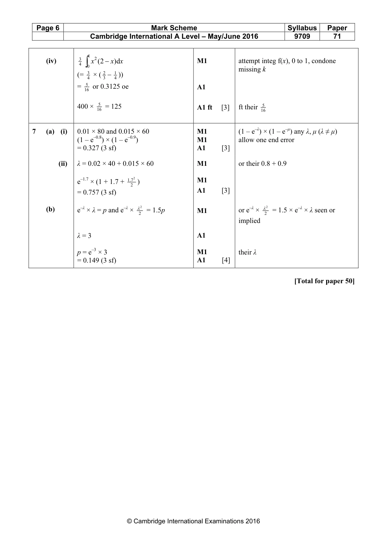 Mark scheme, page 6 of 6