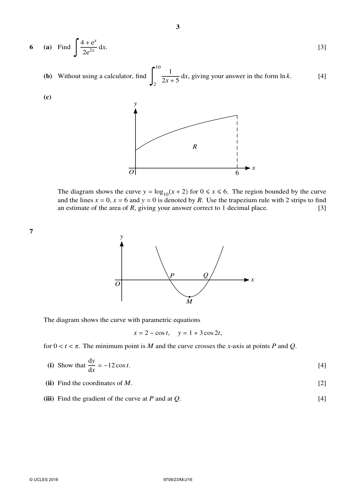 Cambridge A Level Mathematics 9709 2016 May/June Paper 2 · Variant 3 question paper, page 3 of 4