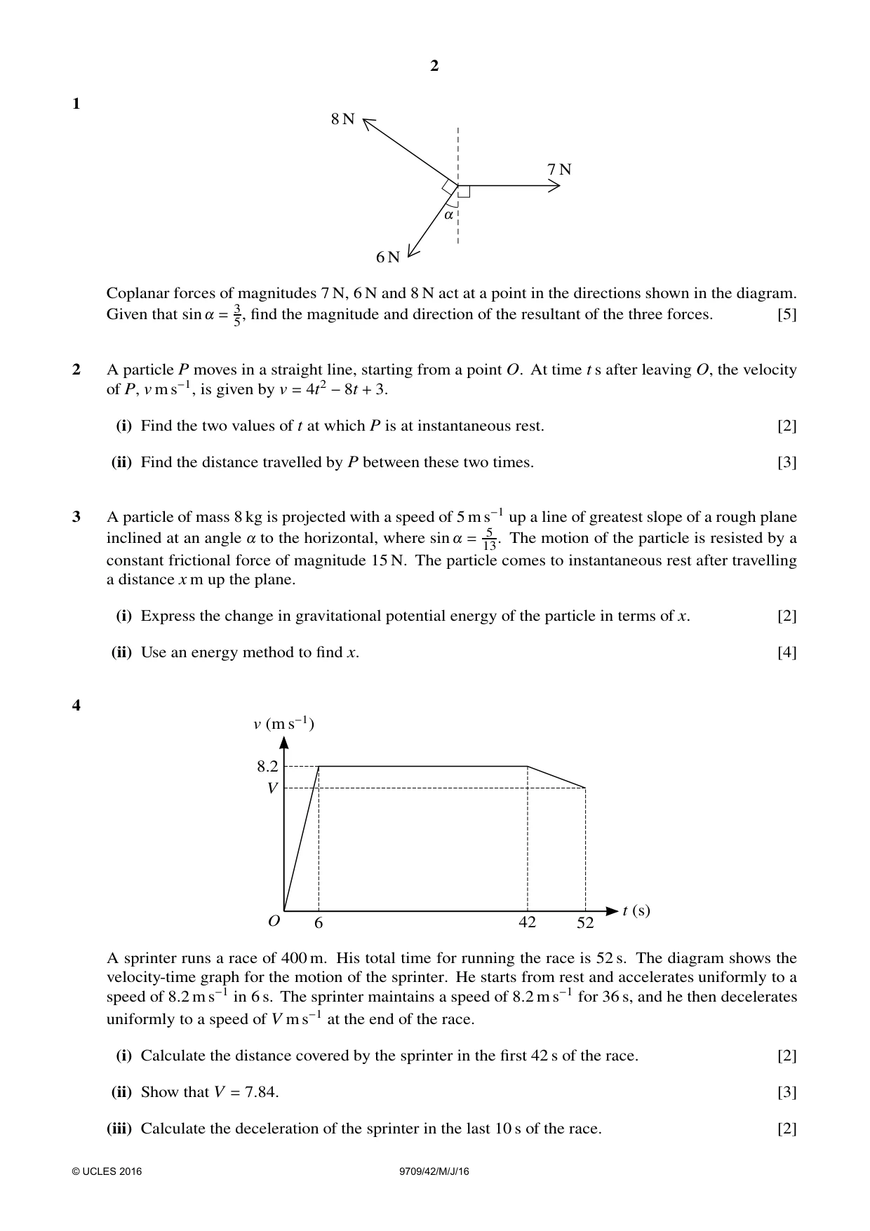 Cambridge A Level Mathematics 9709 2016 May/June Paper 4 · Variant 2 question paper, page 2 of 4