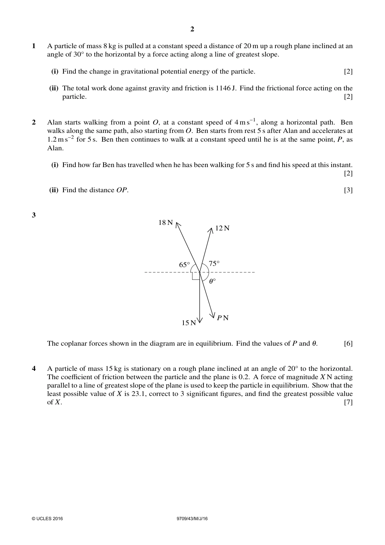 Cambridge A Level Mathematics 9709 2016 May/June Paper 4 · Variant 3 question paper, page 2 of 4