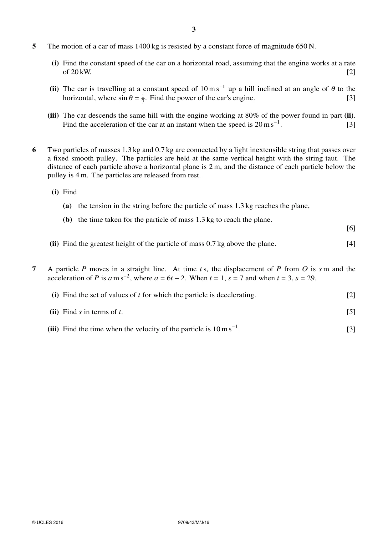 Cambridge A Level Mathematics 9709 2016 May/June Paper 4 · Variant 3 question paper, page 3 of 4