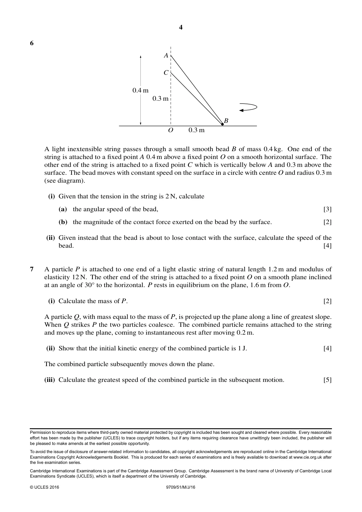 Cambridge A Level Mathematics 9709 2016 May/June Paper 5 · Variant 1 question paper, page 4 of 4