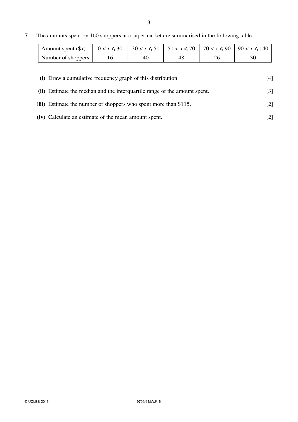 Cambridge A Level Mathematics 9709 2016 May/June Paper 6 · Variant 1 question paper, page 3 of 4