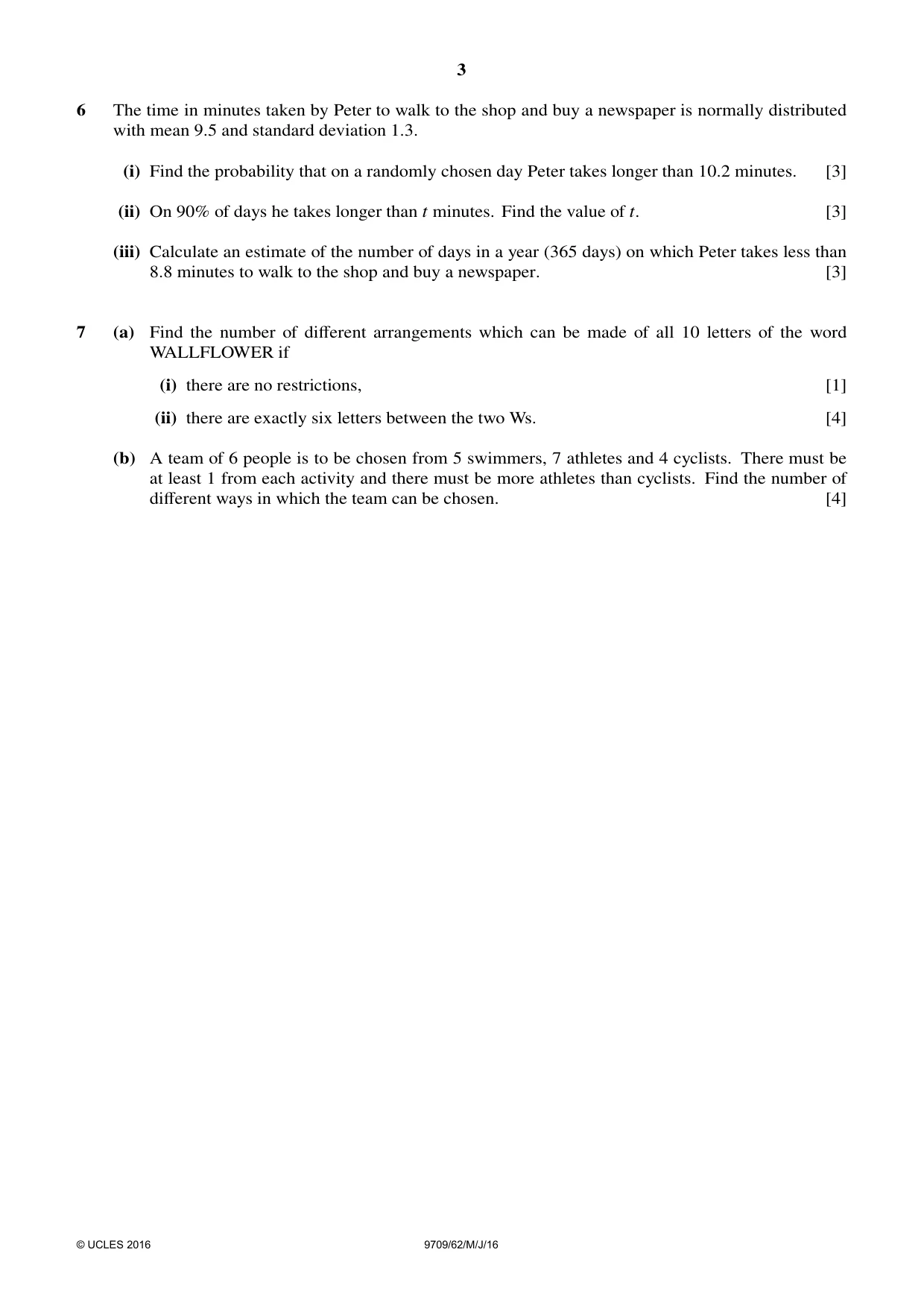Cambridge A Level Mathematics 9709 2016 May/June Paper 6 · Variant 2 question paper, page 3 of 4