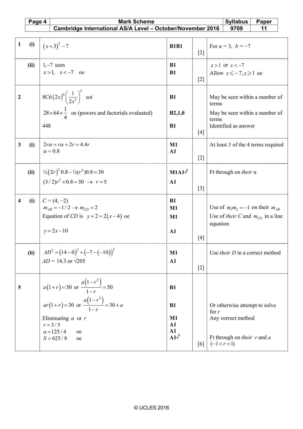 Mark scheme, page 4 of 6