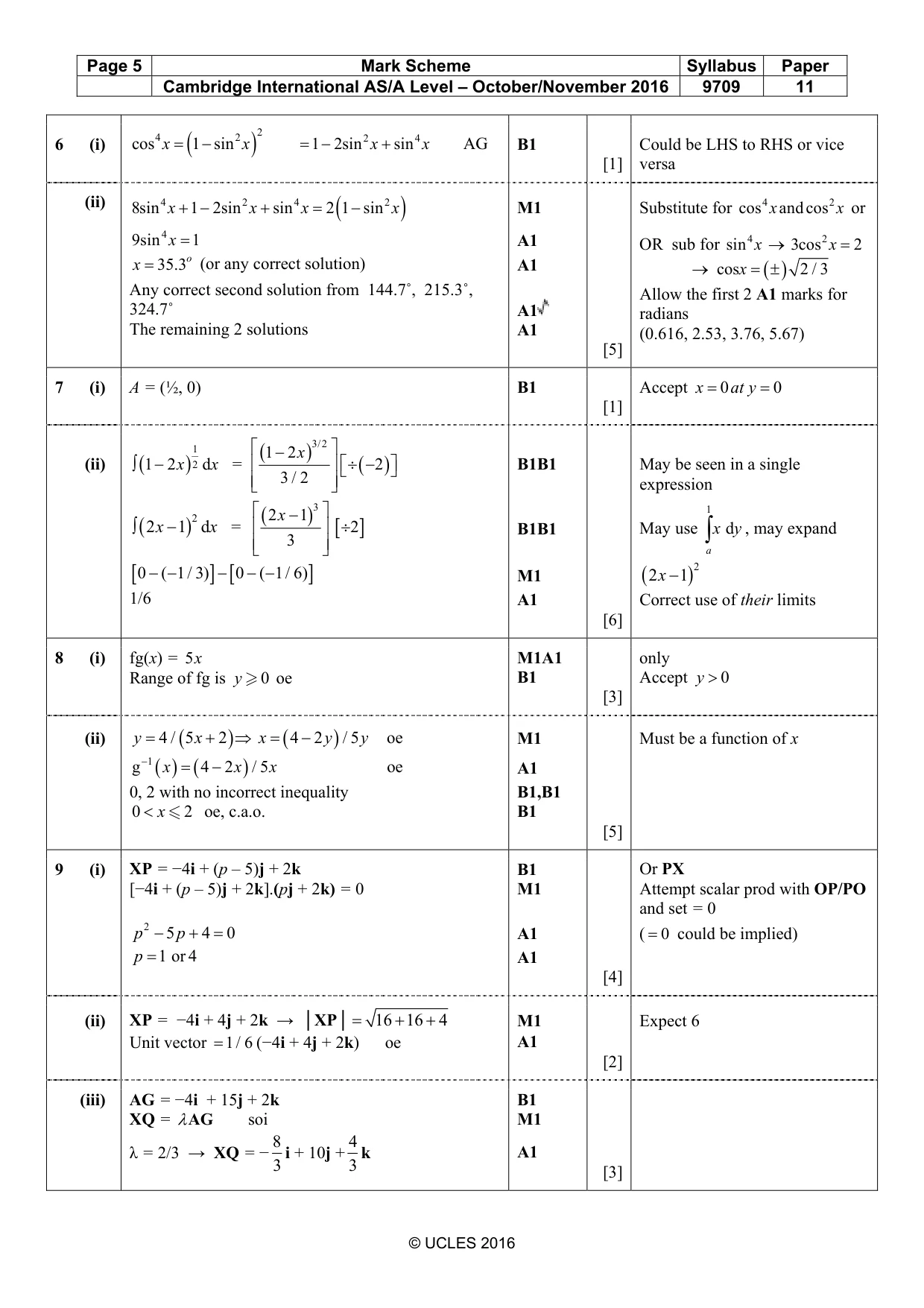 Mark scheme, page 5 of 6