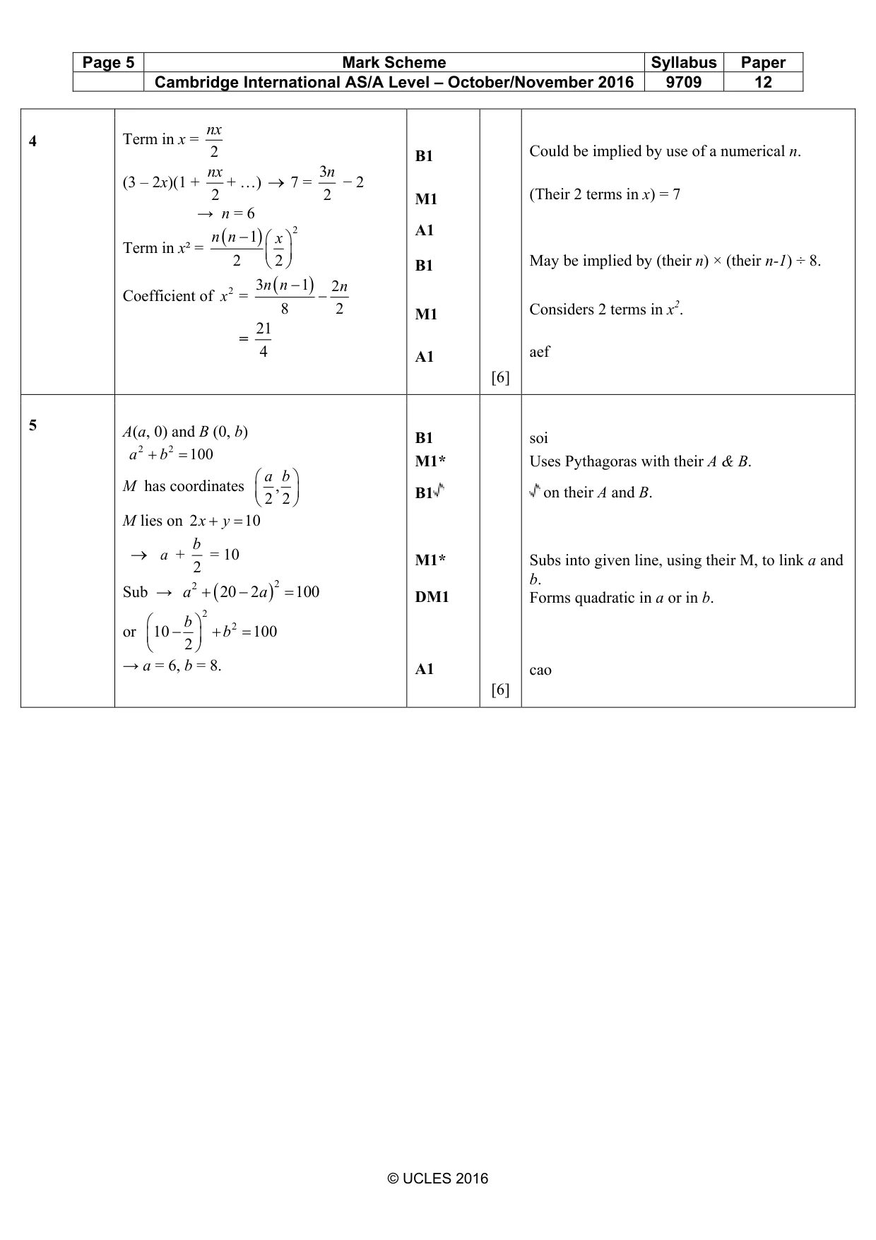 Mark scheme, page 5 of 8