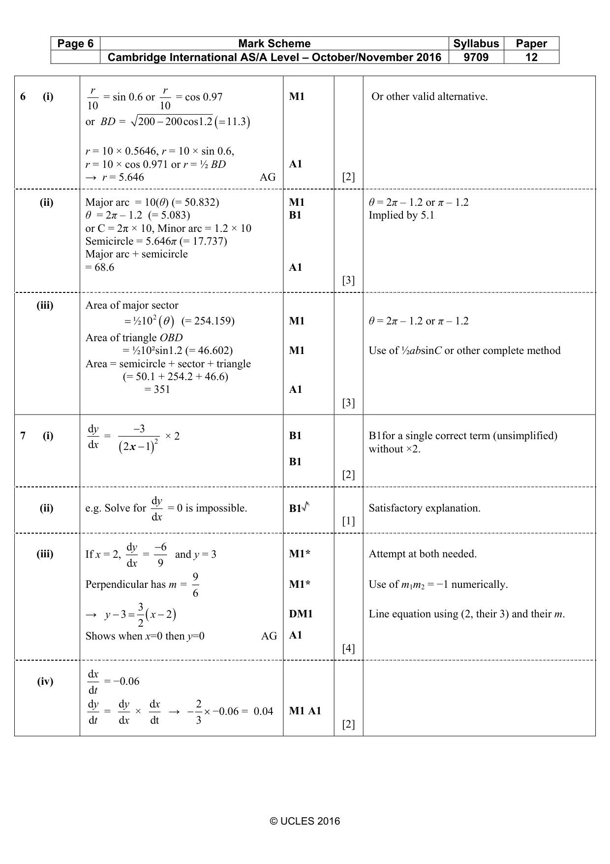 Mark scheme, page 6 of 8