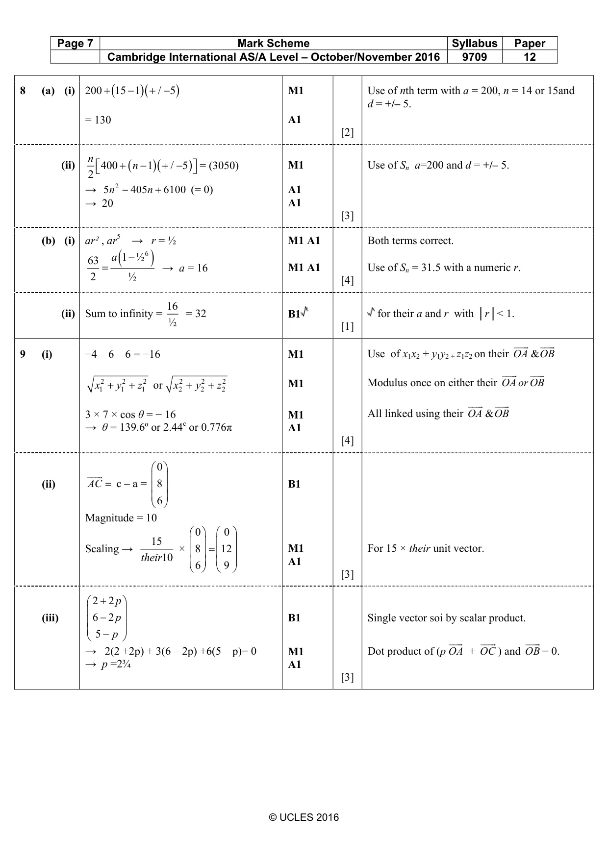 Mark scheme, page 7 of 8