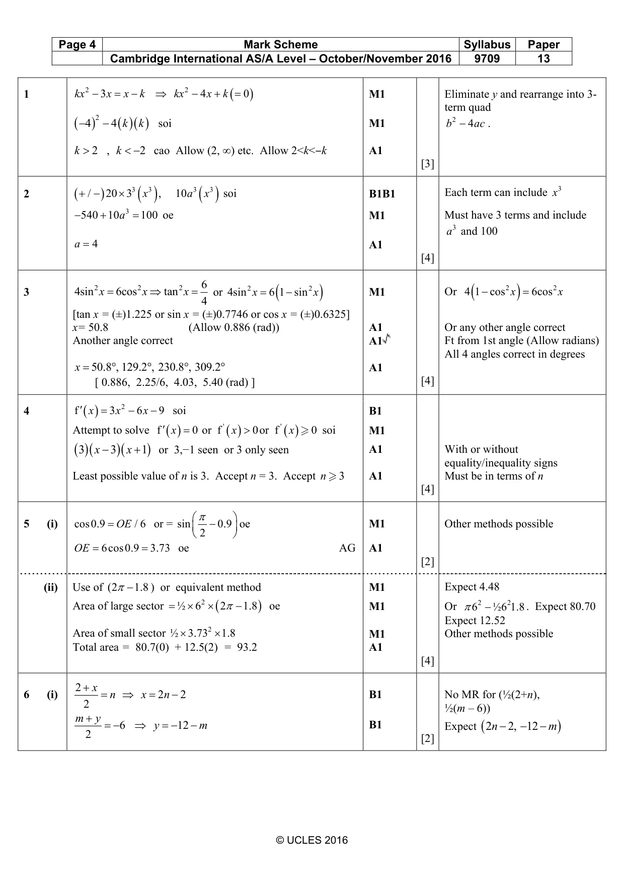 Mark scheme, page 4 of 7