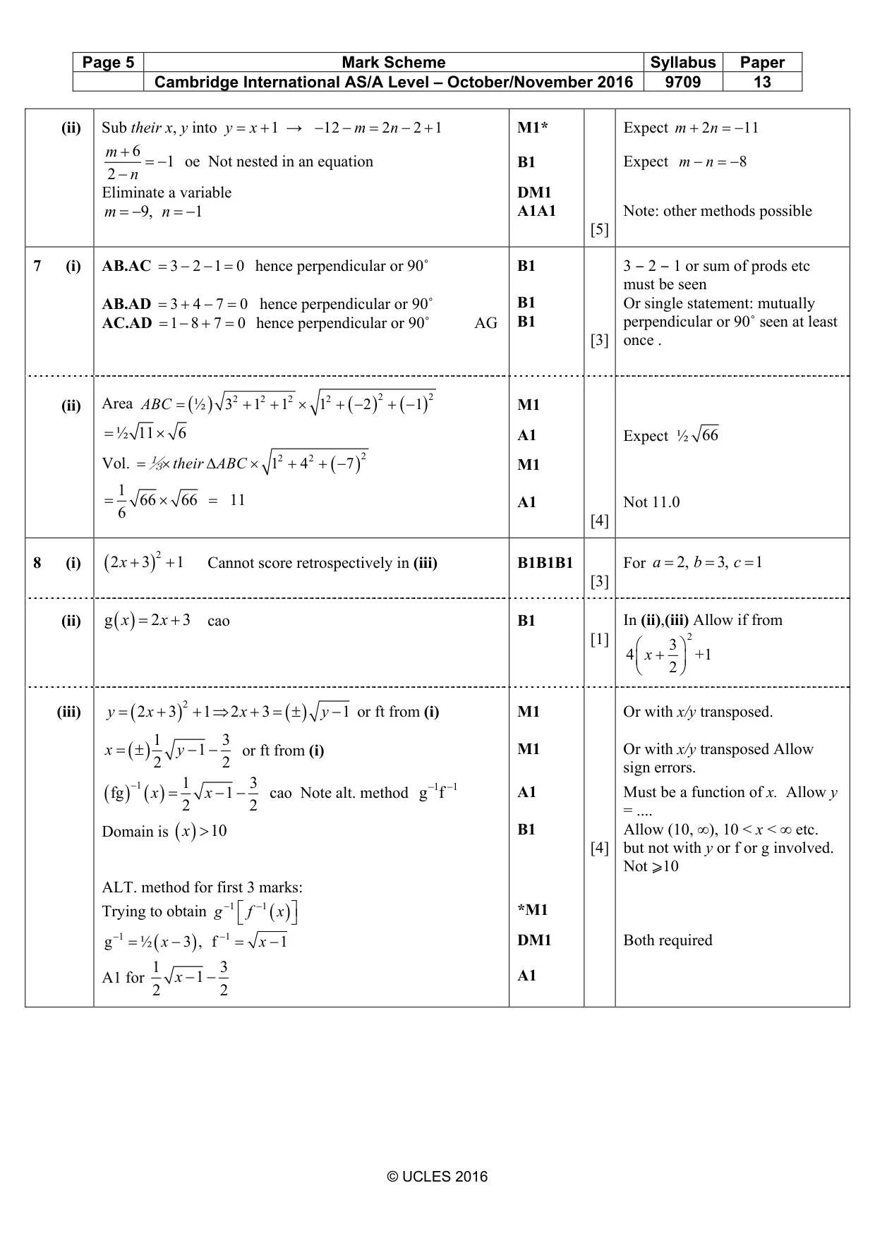 Mark scheme, page 5 of 7