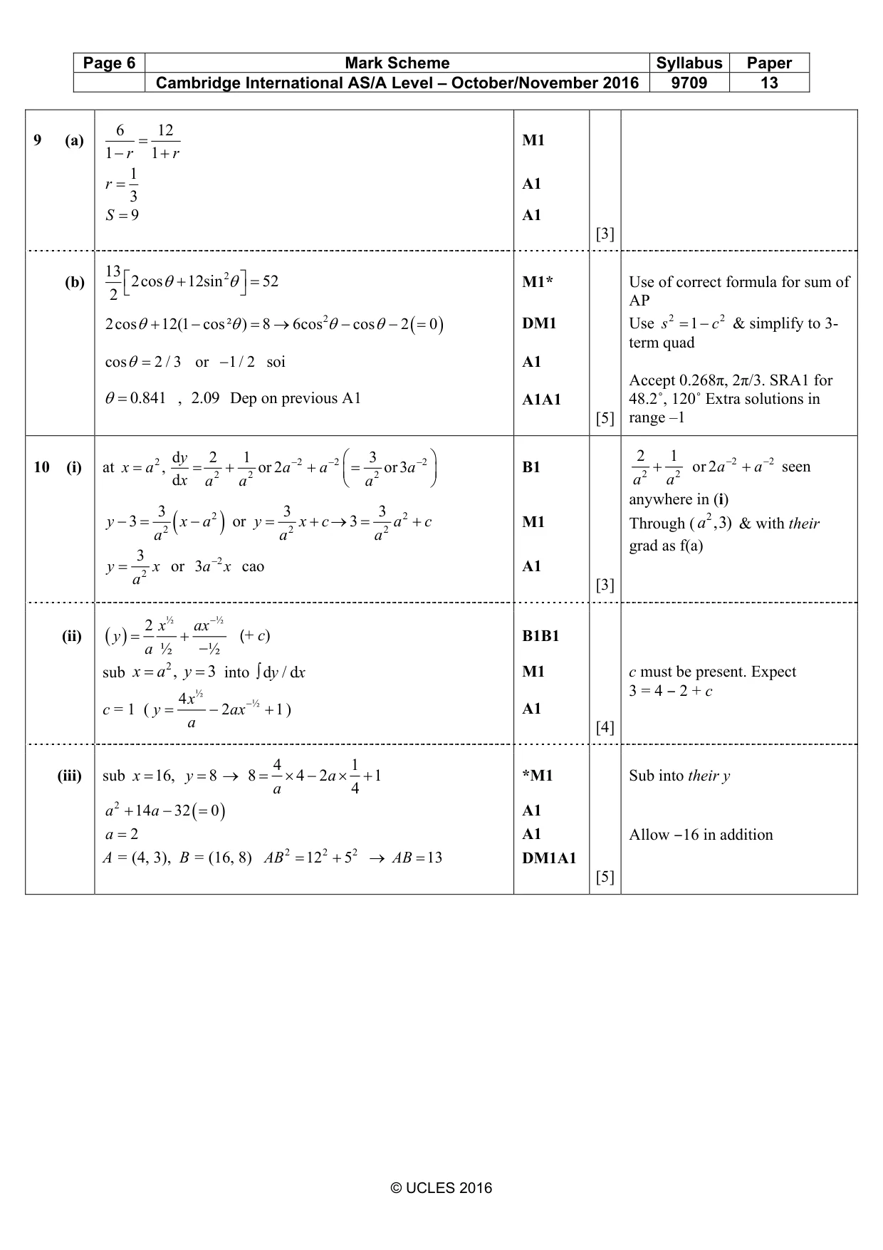 Mark scheme, page 6 of 7