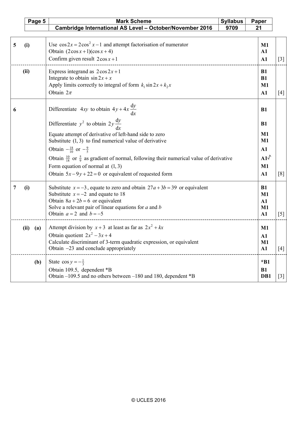 Mark scheme, page 5 of 5