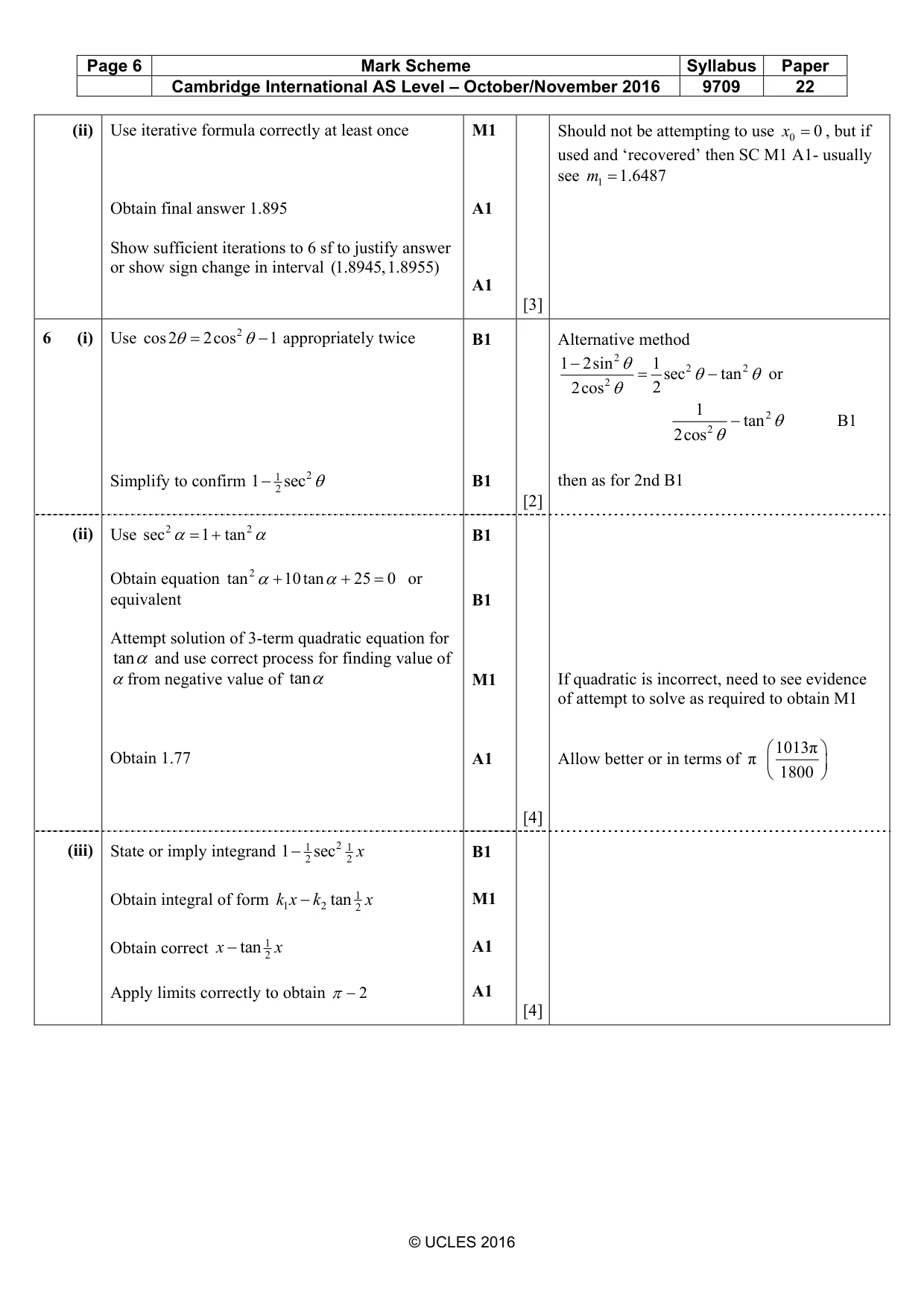 Mark scheme, page 6 of 7