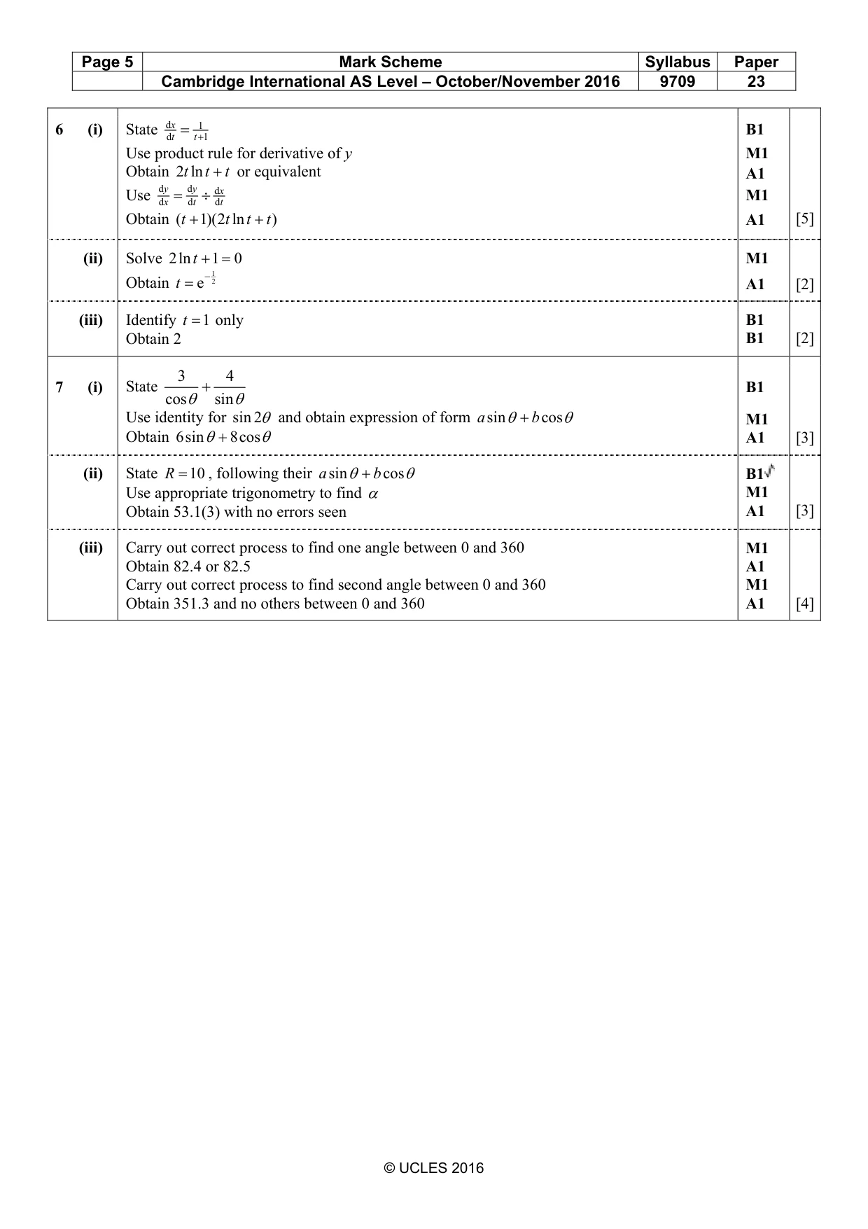 Mark scheme, page 5 of 5