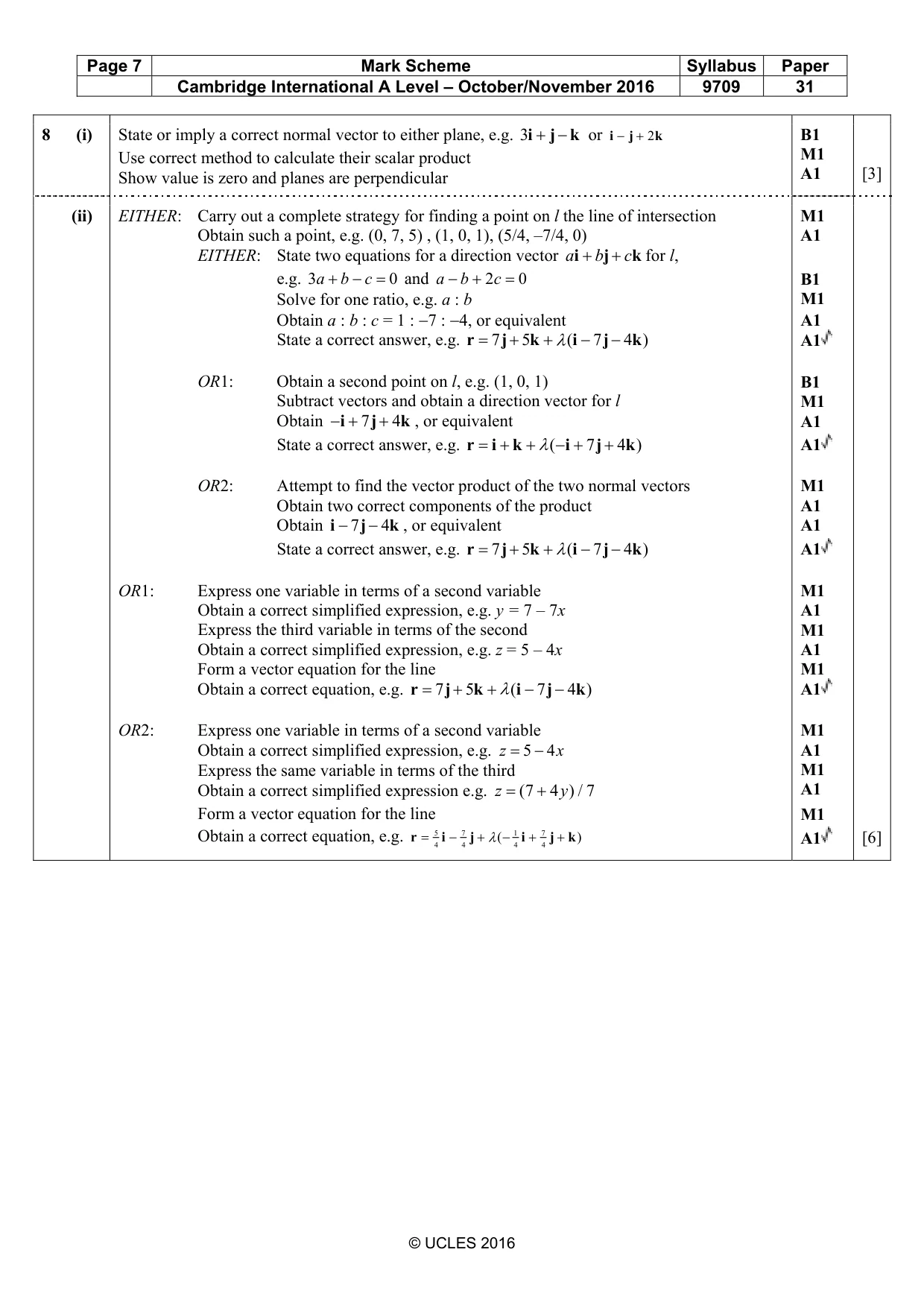 Mark scheme, page 7 of 9