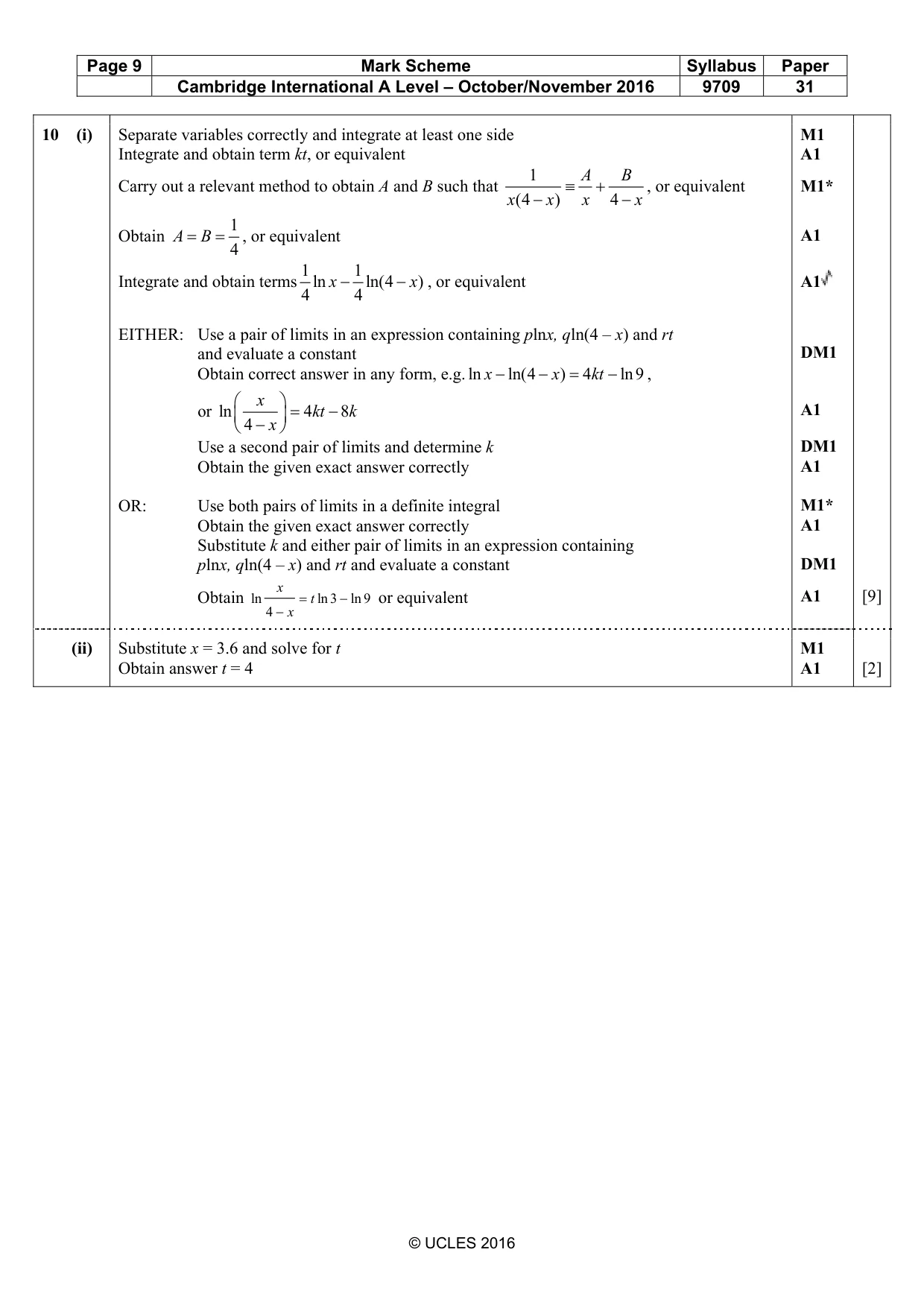 Mark scheme, page 9 of 9