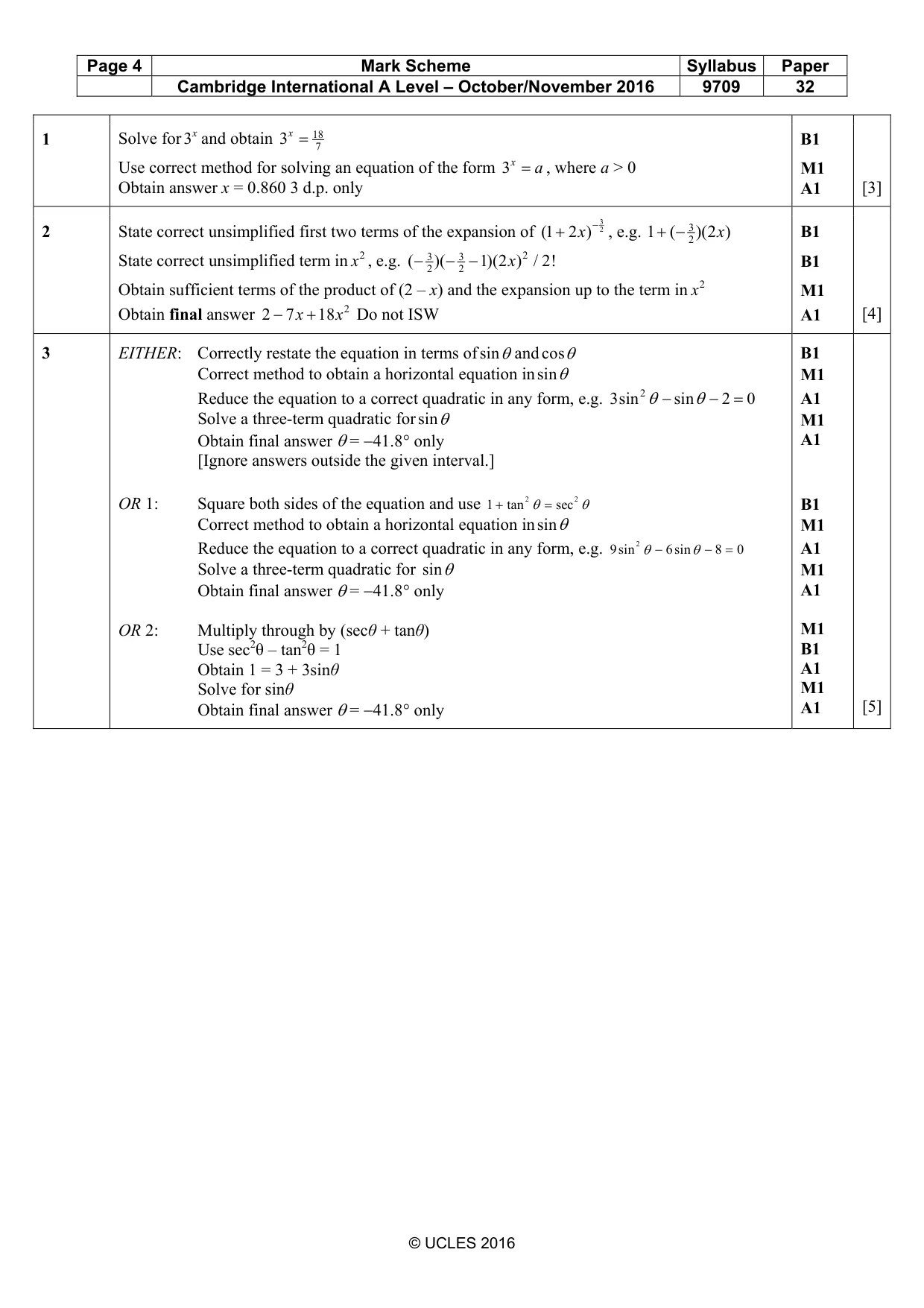 Mark scheme, page 4 of 9