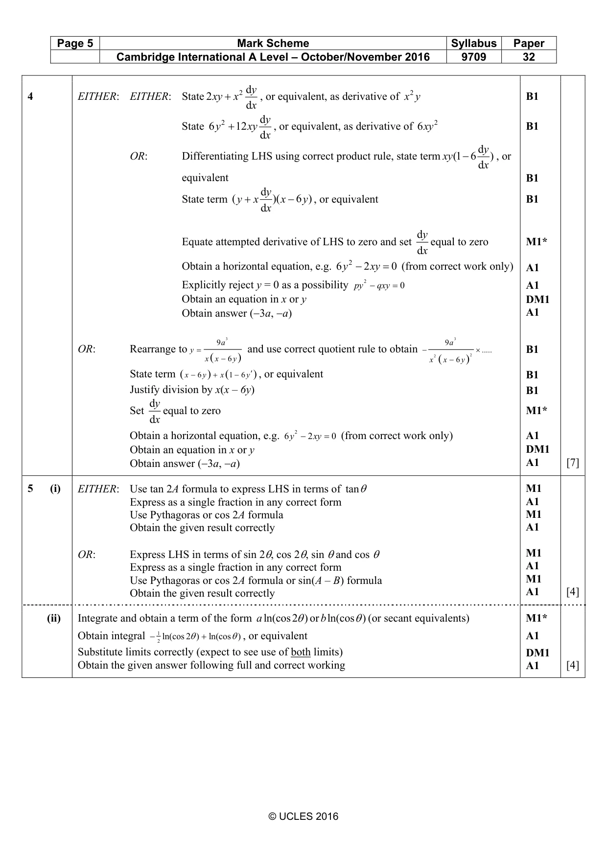 Mark scheme, page 5 of 9