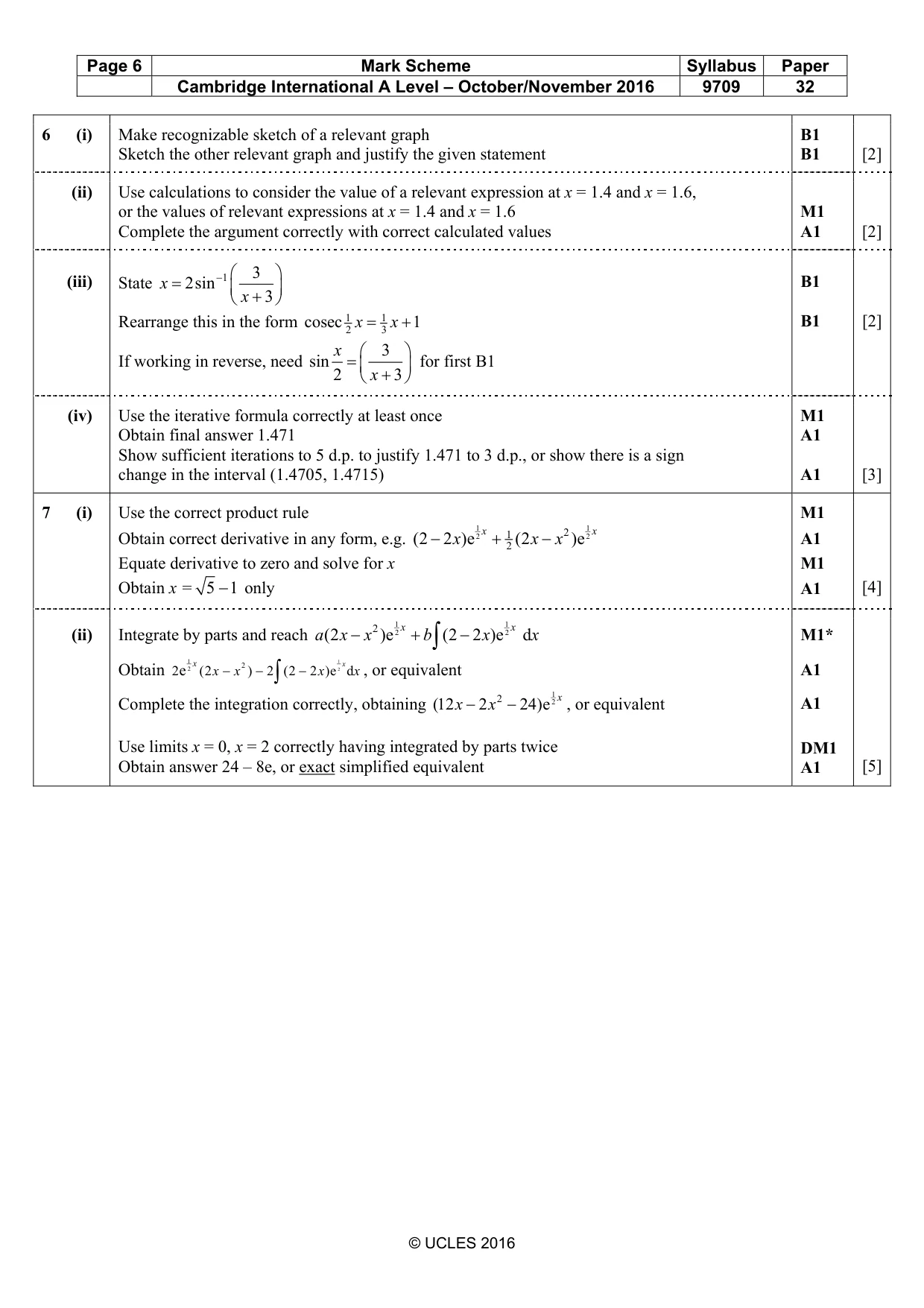 Mark scheme, page 6 of 9