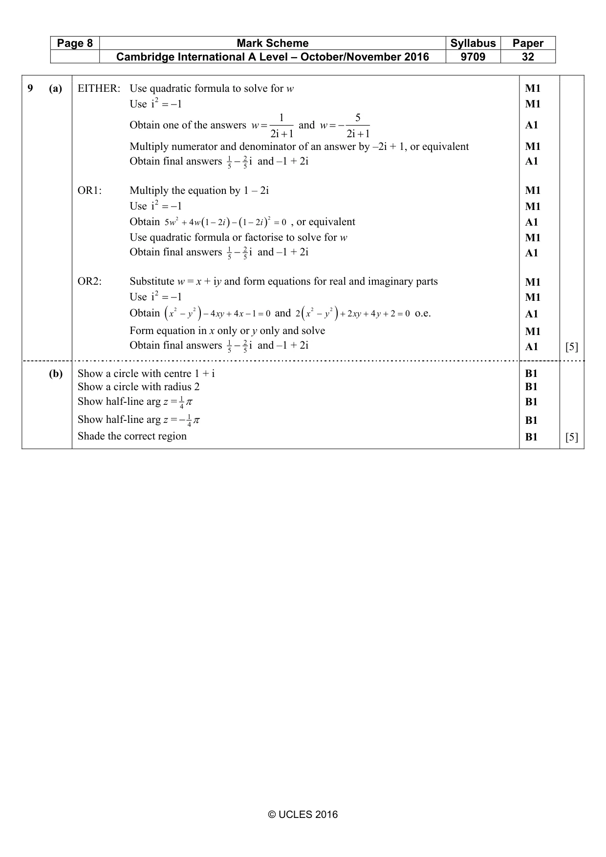 Mark scheme, page 8 of 9