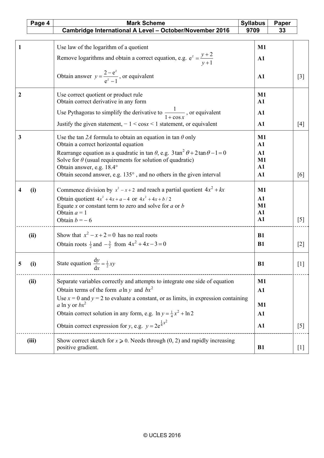 Mark scheme, page 4 of 6