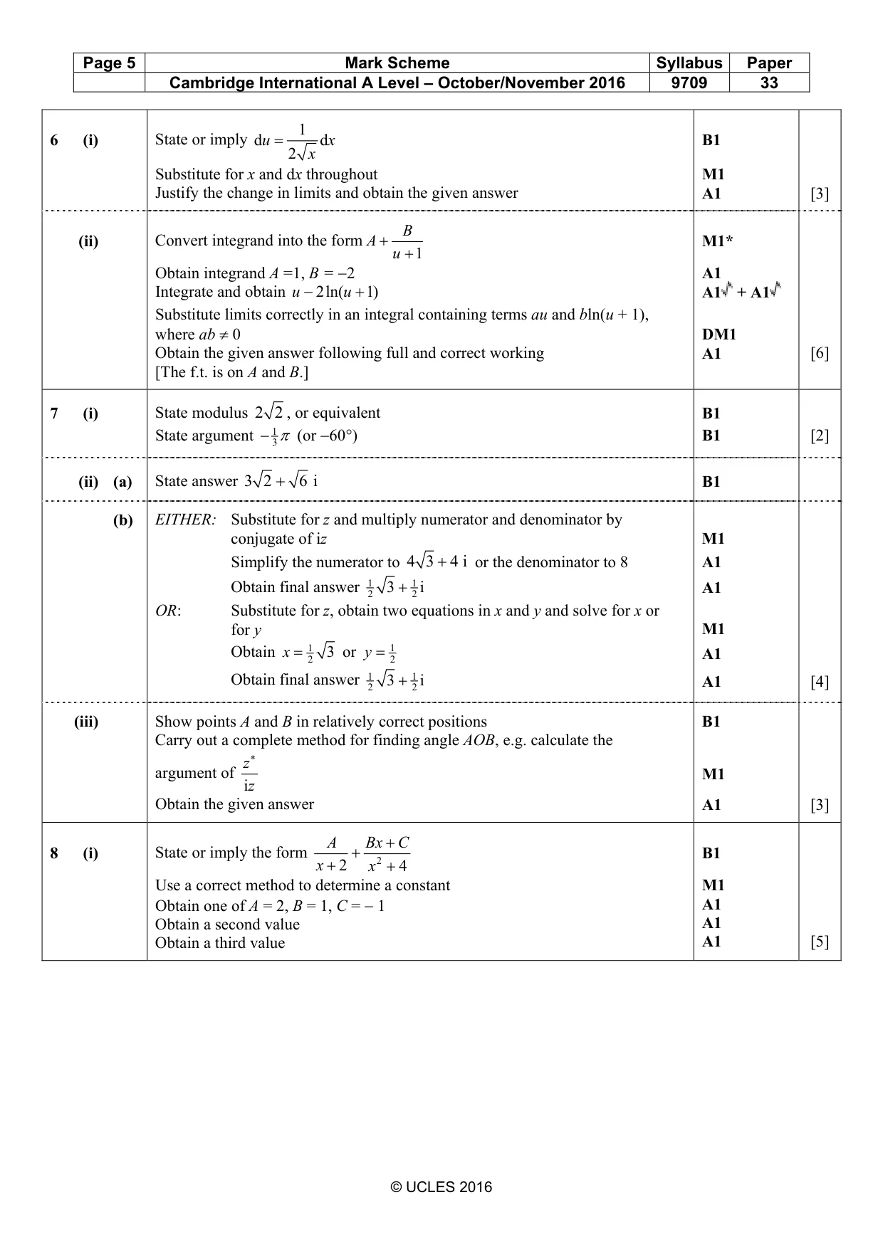 Mark scheme, page 5 of 6